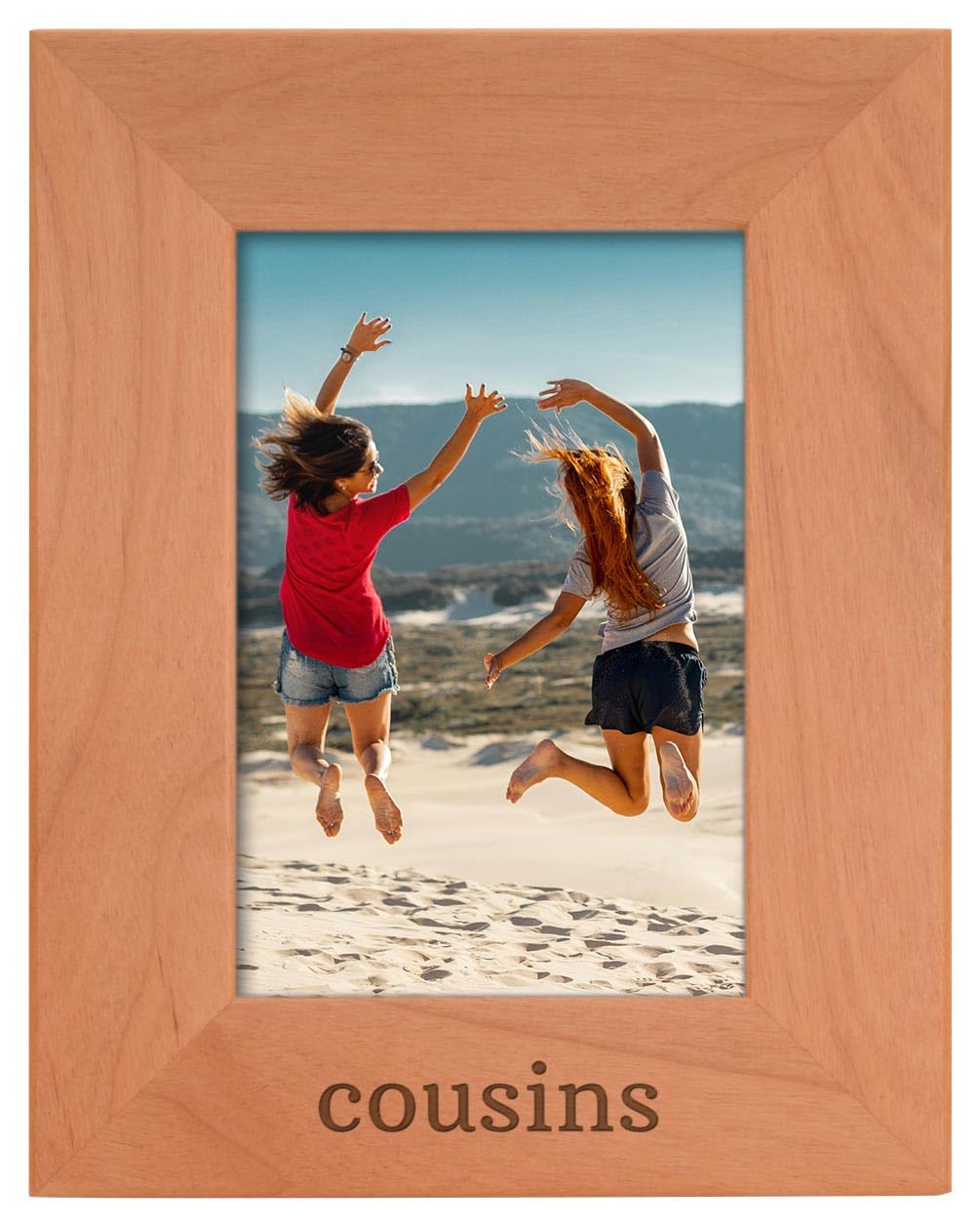Personalized Gifts Cousins Gift Aunt and Uncle Family Natural Wood Engraved 4x6 Portrait Picture Frame Wood