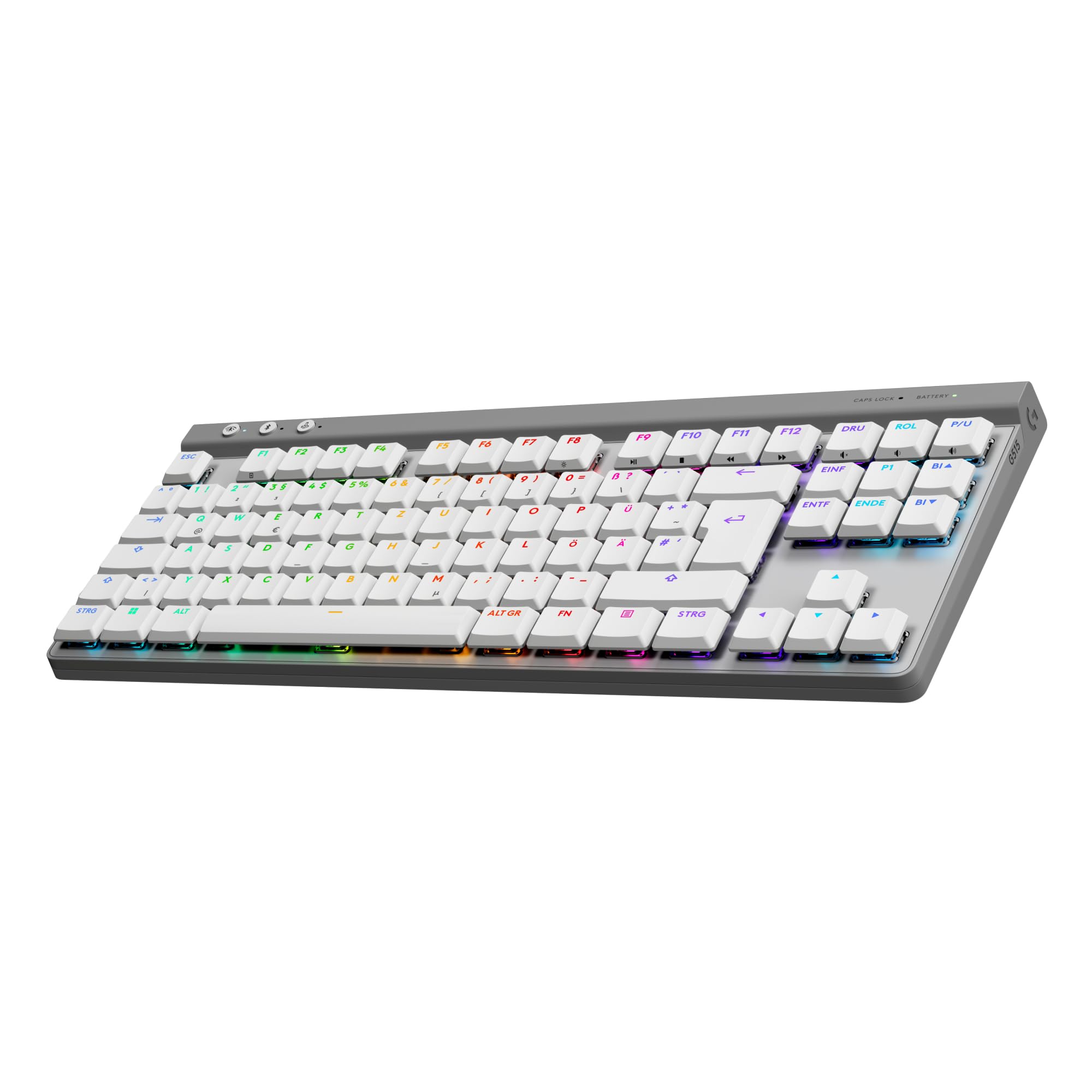 Logitech G G515 Lightspeed TKL de Perfil bajo Teclado Gaming inalámbrico | Disposición QWERTZ Alemán, Táctil - Blanco