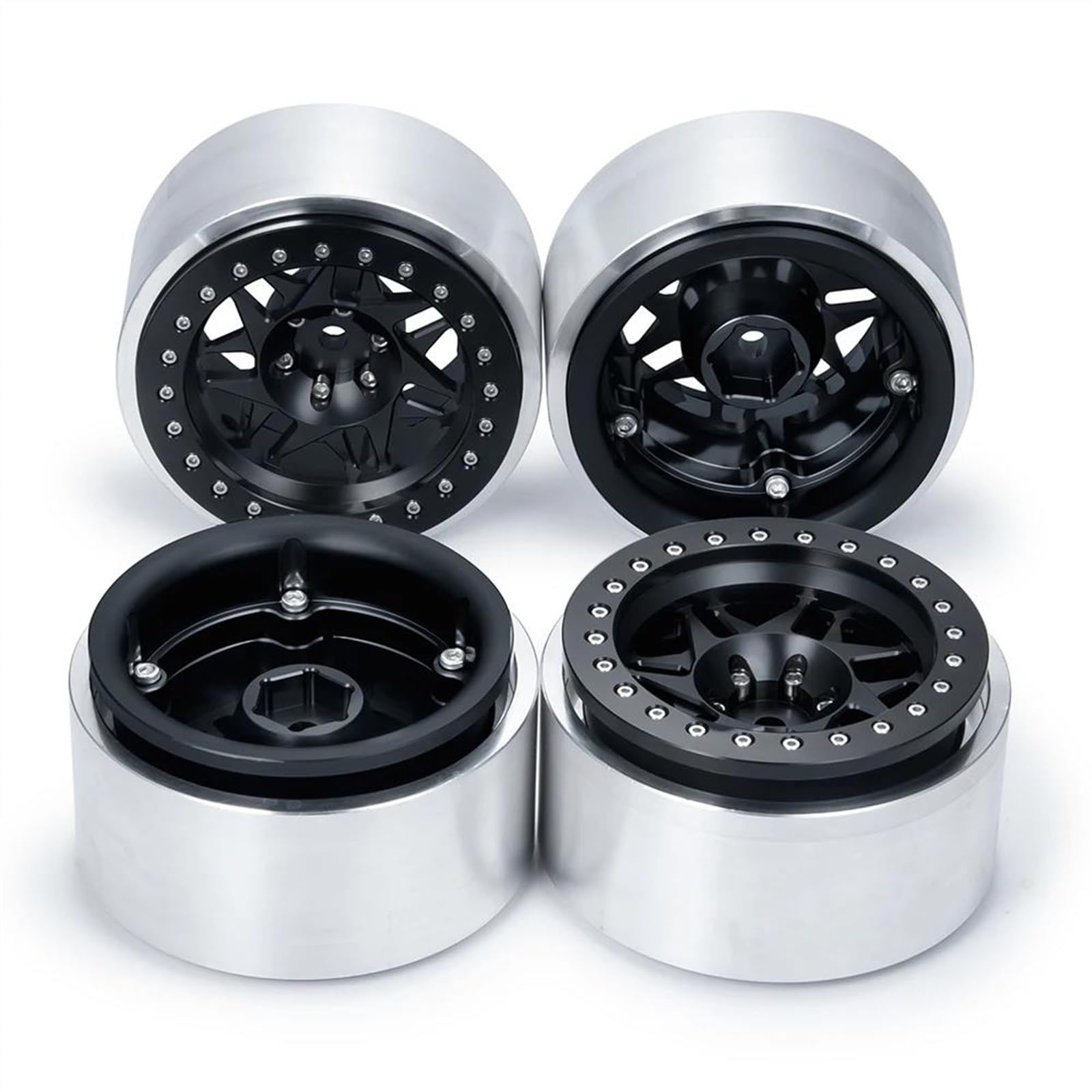 SKDUBRW RC Car Accessories for Axial for SCX6 AXI05000 for Wrangler 1/6 2.9" Beadlock Wheel Hub Rims RC Crawler Modification Car Upgrade Parts Accessories(Black)