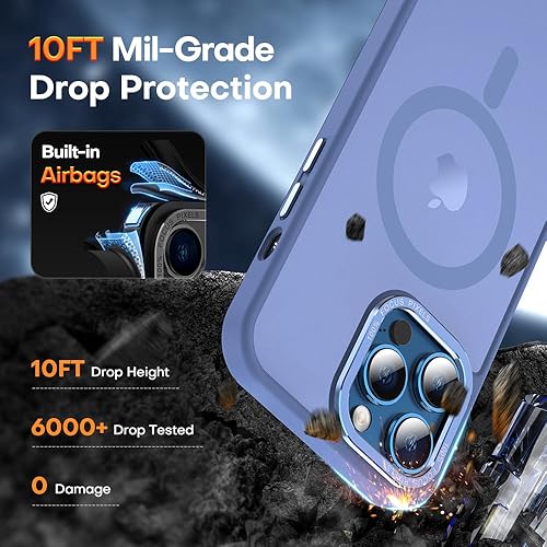 Miniatura 4 de KISEN Funda magnética compatible con MagSafe Slim translúcida mate para iPhone 12 Pro Max de 6.7 pulgadas (azul sierra)