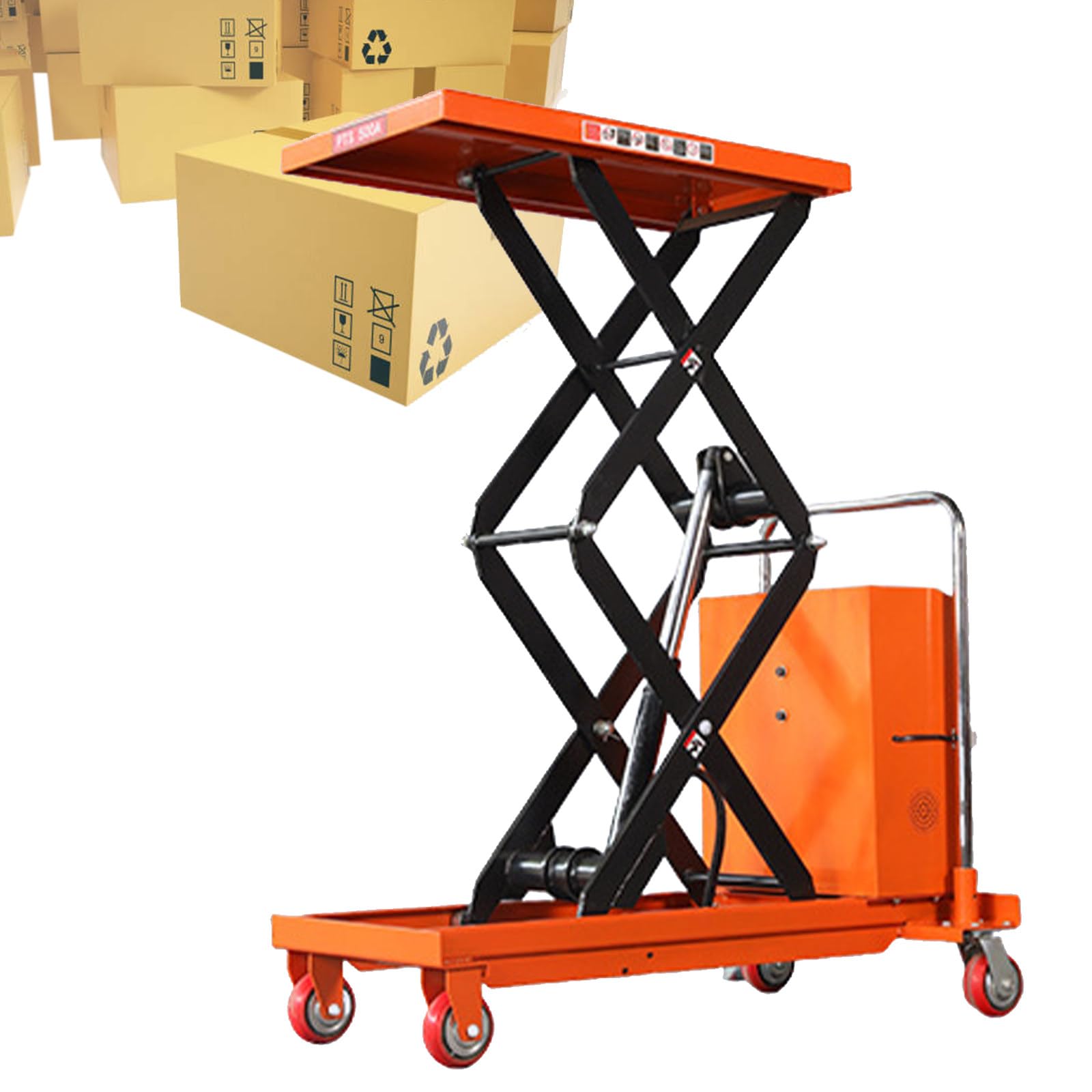 Carrello Sollevatore con Piattaforma a Pantografo| Altezza di Sollevamento 126cm/110cm, Portata 150 kg, Dimensione tavola 700x450mm, Transpallet a Forbice per Officina/Magazzino Electric