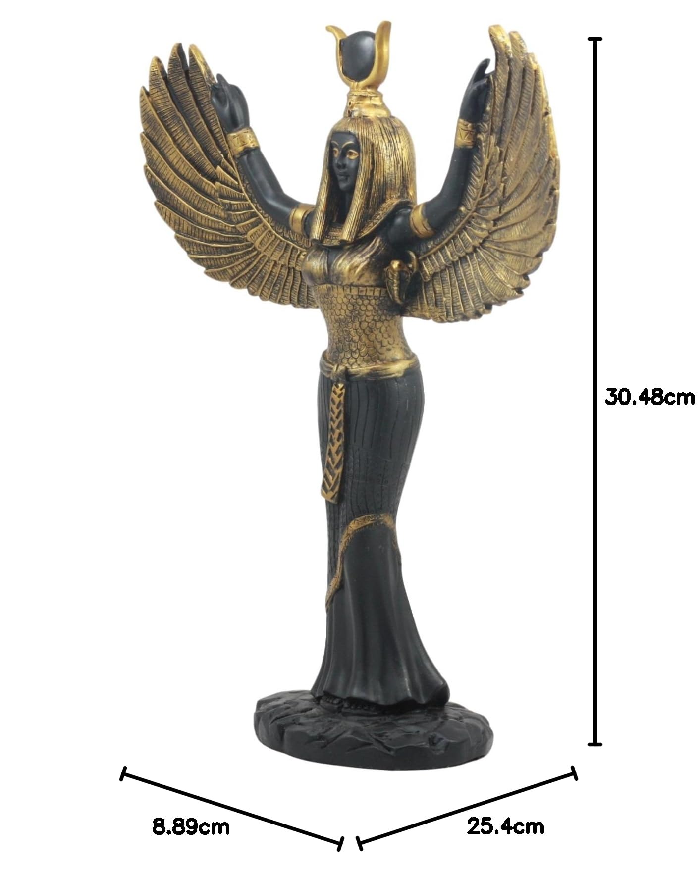 Ebros Gift Egyptian Goddess Ra with Open Wings Statue 12" Tall Deity of Motherhood Magic Wisdom and Nature Home Decorative Sculpture Gods of Egypt Accent (Black and Gold)
