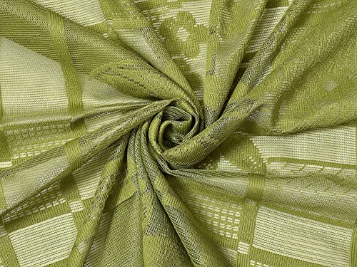 Image of Fabrilia Heavy Polyester Net Semi Sheer Fancy Grommet Curtains, Floral Design, Green, Long Door- 4 Feet X 9 Feet, Pack Of 2 Pcs