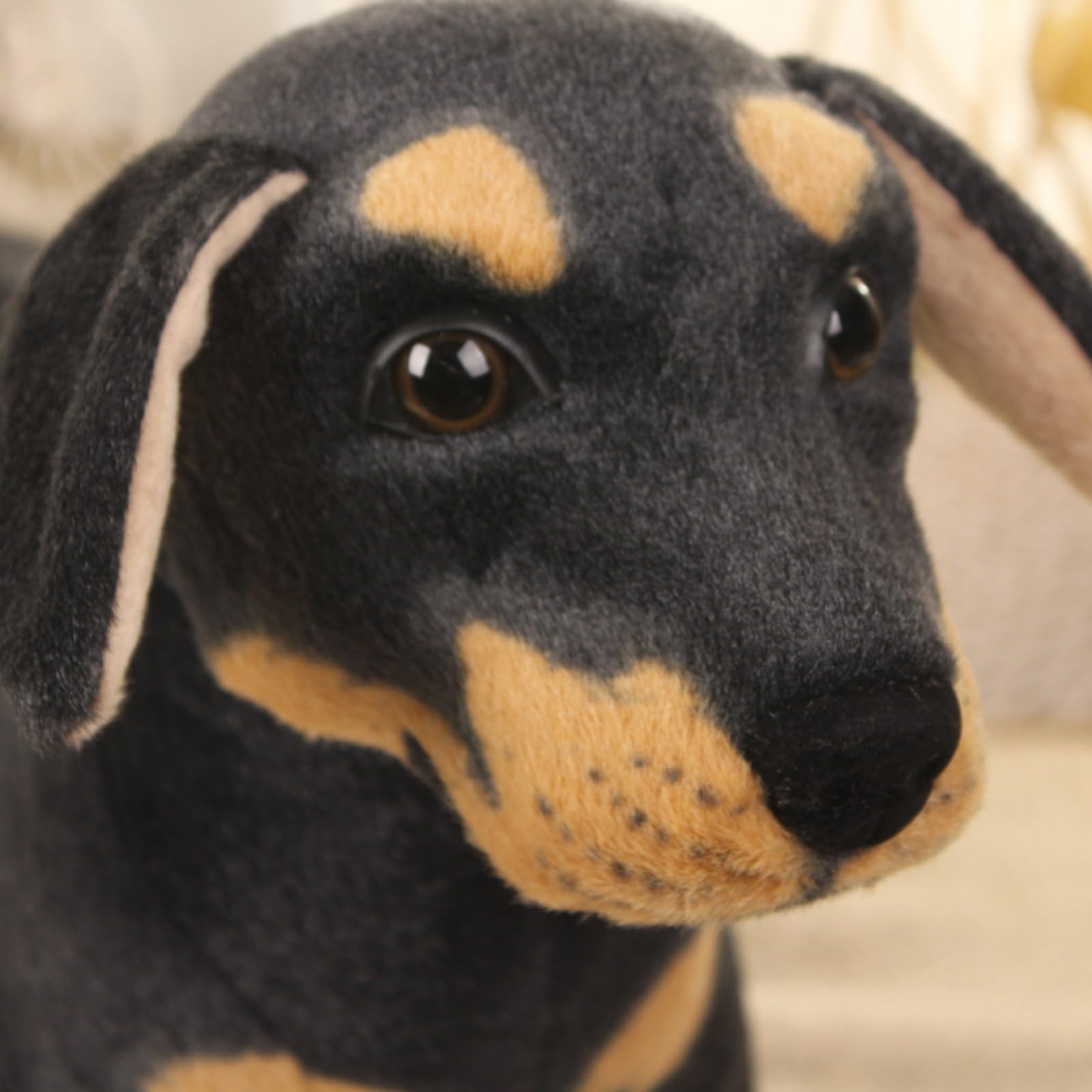 champracer Perro de peluche de peluche de Rottweiler, cachorro de peluche realista de peluche para perros negros, juguetes de peluche, regalos para niños y niñas (60 cm)