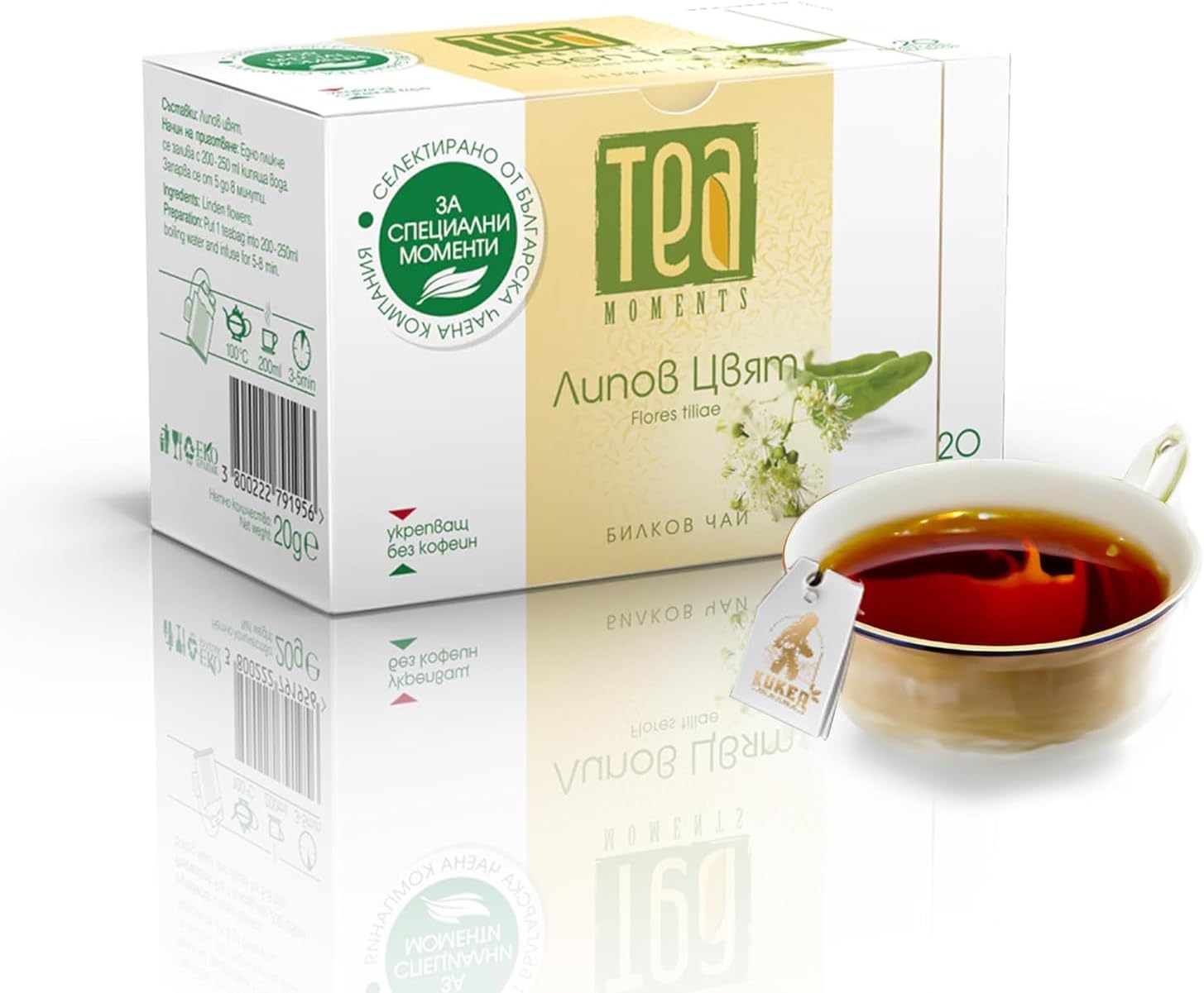 KUKER Premium Linden Tea, Linden Flower Detox Tea Ultimate Health Tea with Linden - Herbal Tea Blend for Immune Boost - Detox & Wellness in Herbal Tea Bags, Tea Moments Tila Flower - 20 Tea Bags, 30g