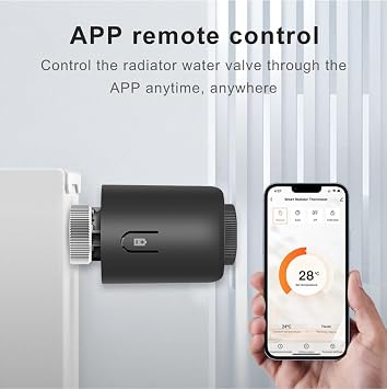 Smart Thermostat Radiator Valve: Programmable Thermostatic Valve, Zigbee Thermostat for Temperature Adjustment, App Control, Tuya Zigbee Hub Required, Compatible with Alexa, Google Home (Black)