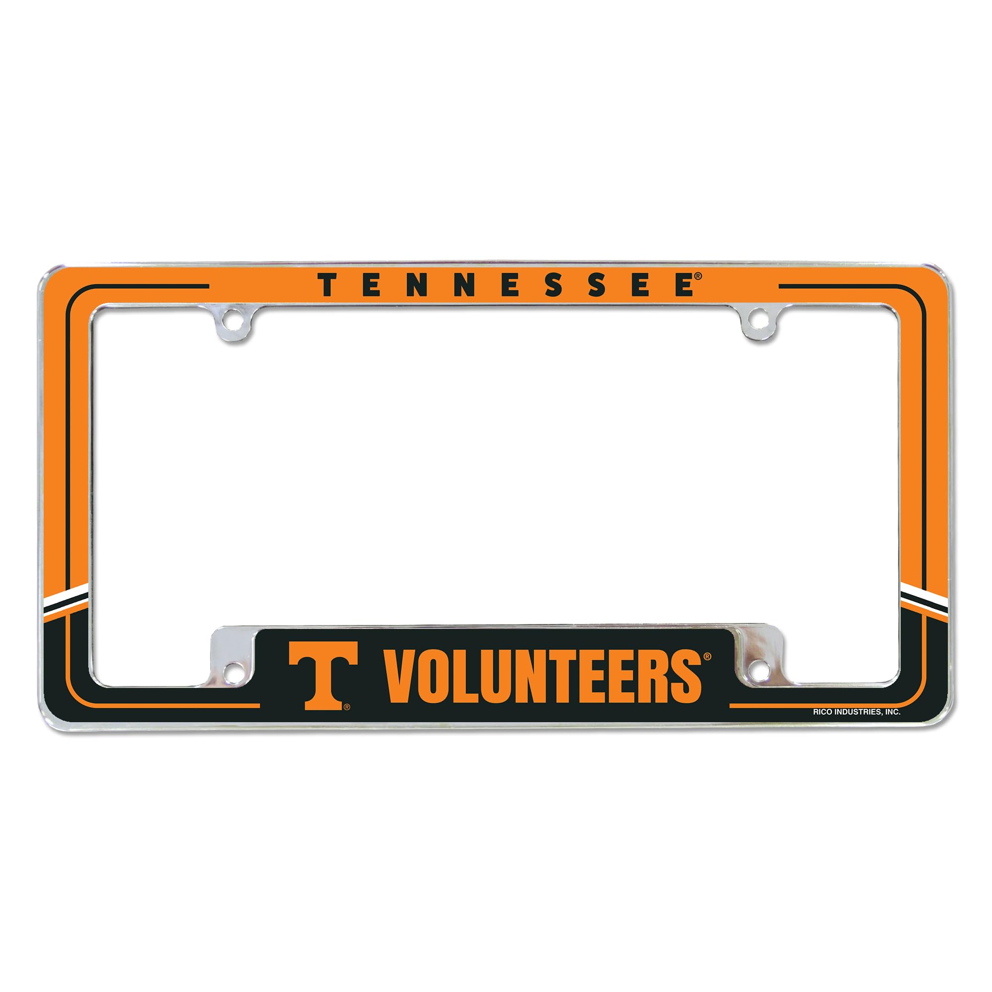 Rico Industries NCAA Tennessee Volunteers Two-Tone 12" x 6" Chrome All Over Automotive License Plate Frame for Car/Truck/SUV