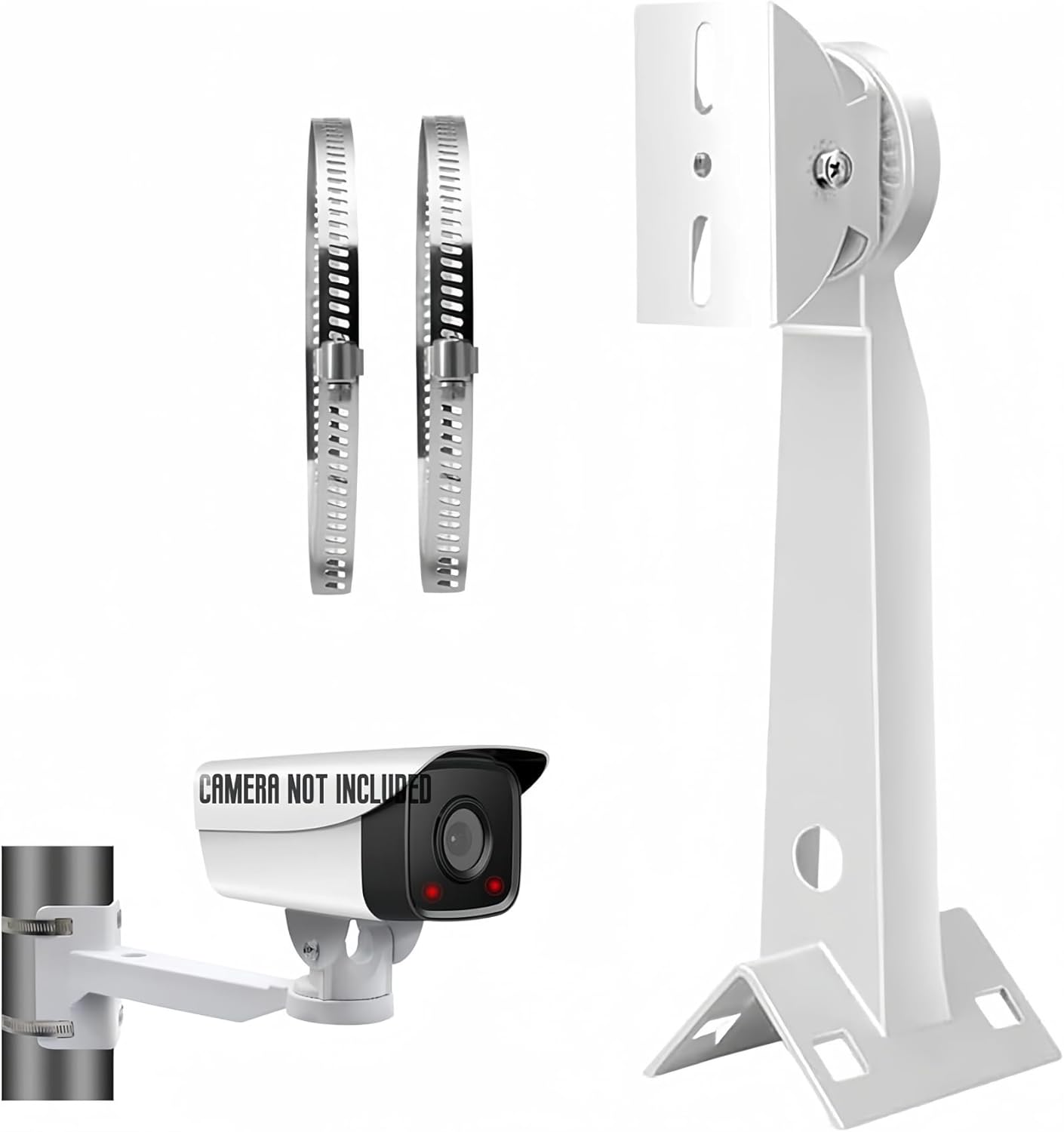Security Camera Corner Pole Mounting Bracket, Universal Wall Corner Mounting Bracket Holder Stand Pole Mount Adapter for Surveillance Camera with 2 Loops, Dahua Bullet and PTZ Cameras