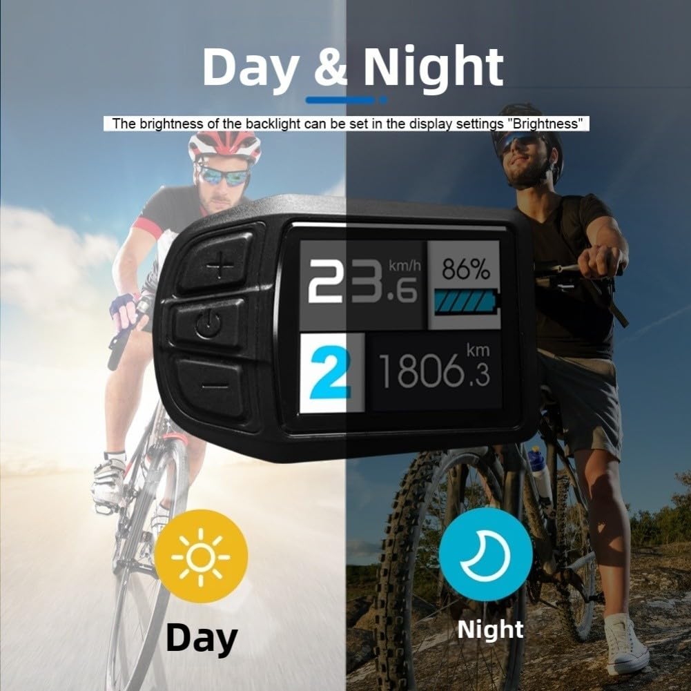 UKC3 - Unidad de visualización para bicicleta eléctrica compatible con protocolo OMD2 para controladores de 24 V, 36 V, 48 V, 52 V, con modos de velocidad media superior y en tiempo real