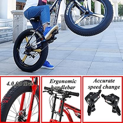 YQCXG Mountainbikes, 26-Zoll-Mountainbike für Herren mit dicken Reifen und Vollpension, Fahrrad aus Kohlenstoffstahl mit großem Rahmen und Doppelscheibenbremse – Bild 6