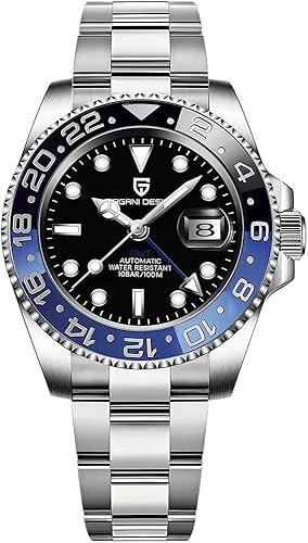 CADISEN Pagani Design 1662 GMT Reloj mecánico automático para hombre, cristal de zafiro de acero inoxidable de la marca superior, reloj de buceo