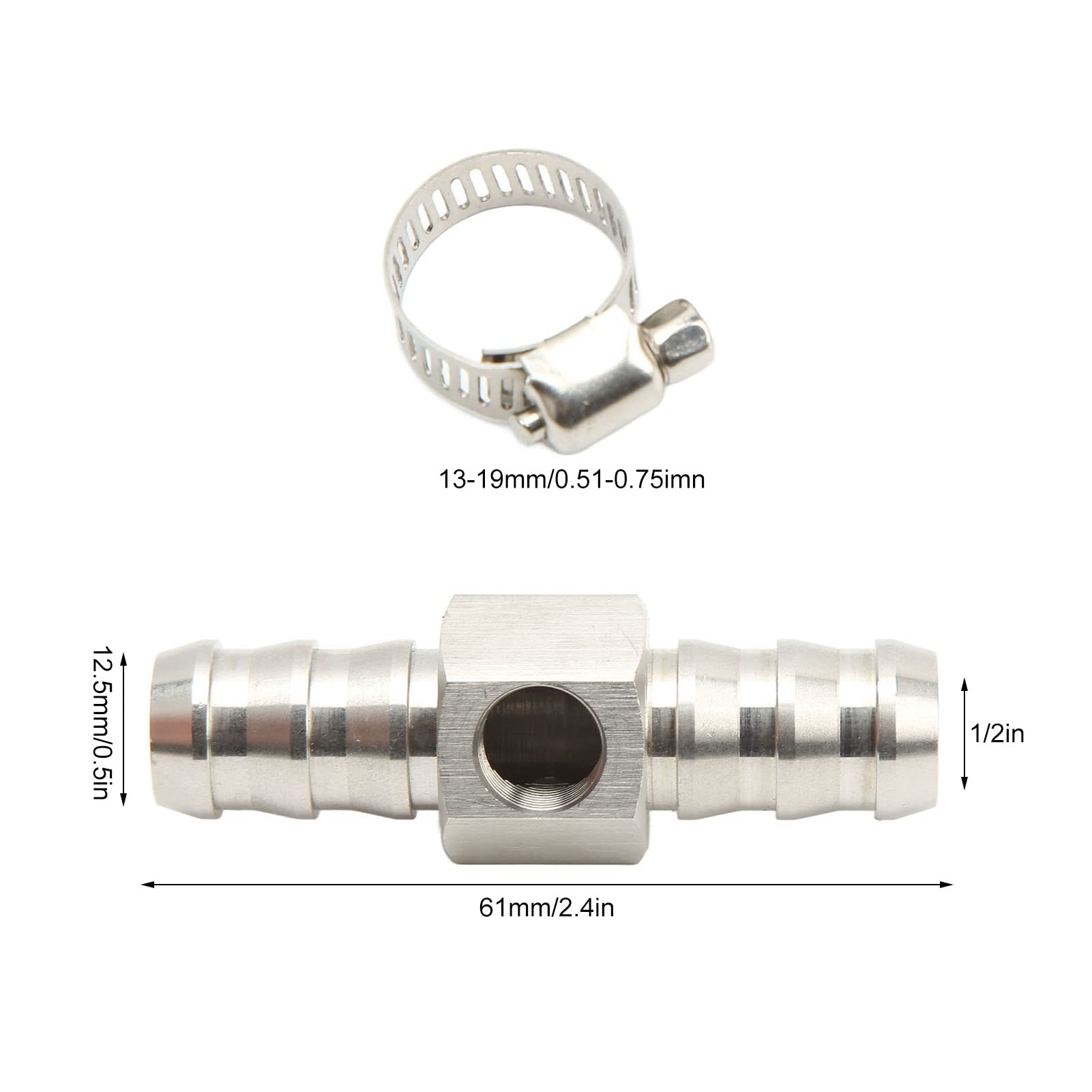 Raccordo a T per Manometro Tubo Carburante, Adattatore per Raccordo a T per Carburante Installazione Semplice Acciaio Inossidabile 304 per Refrigerante per Cambi (1/2 poll)