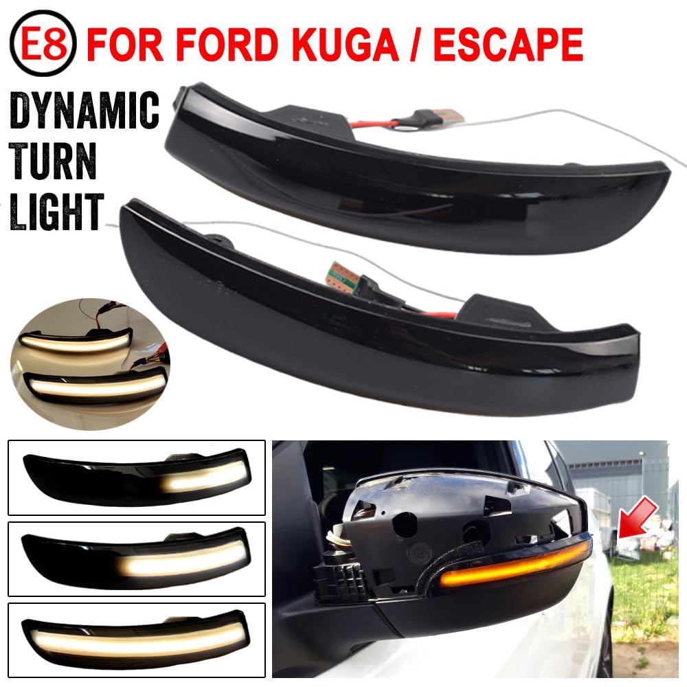 Do F-ord Kuga Escape EcoSport 13-18 Focus 3 MK3 SE ST RS US Dynamiczne światło kierunkowe LED boczne lustro sekwencyjne (biały)