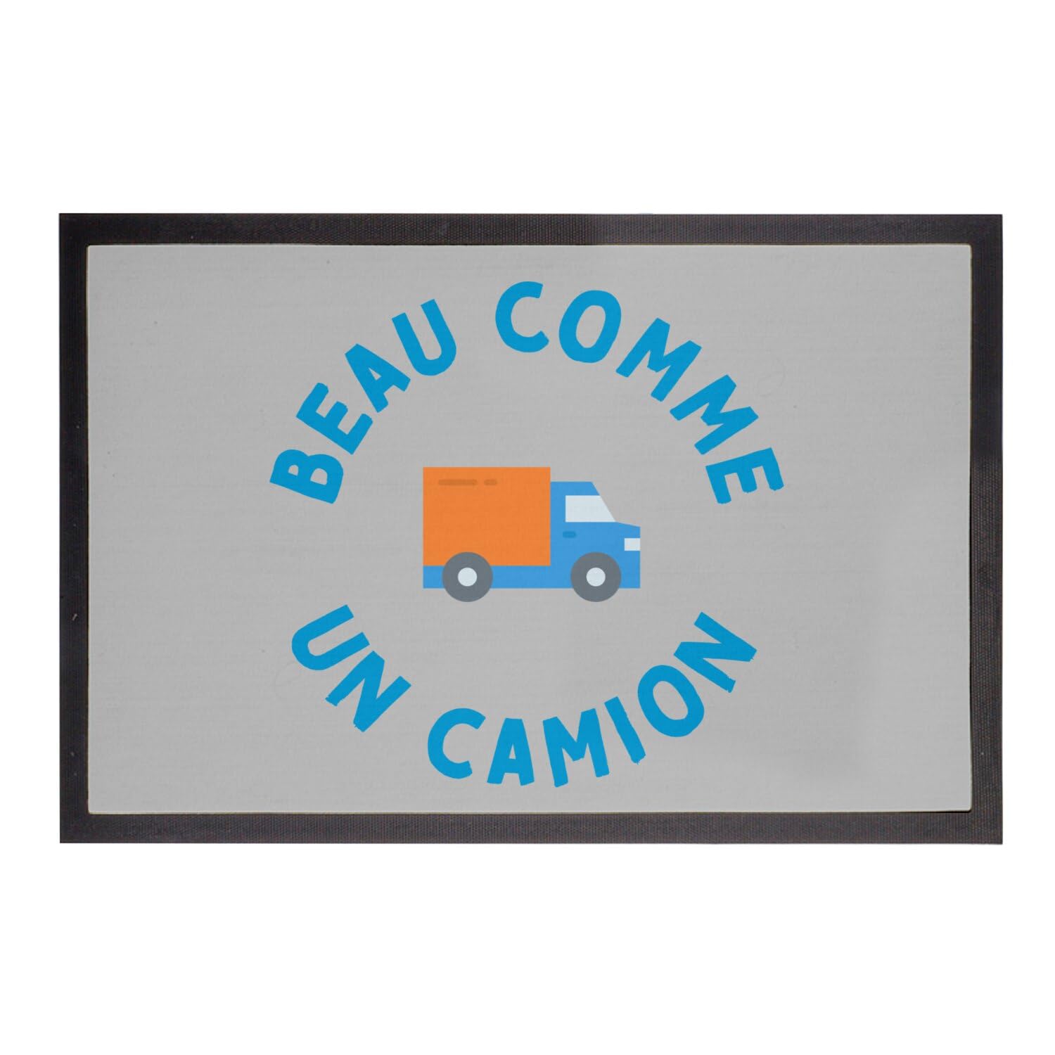 Paillasson gris rectangulaire tapis entrée enfant motif camion
