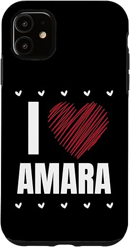 Miniatura 10 de Funda con nombre personalizado para iPhone 11 Pro Max I Love AMARA Cool Name Red Heart Funny