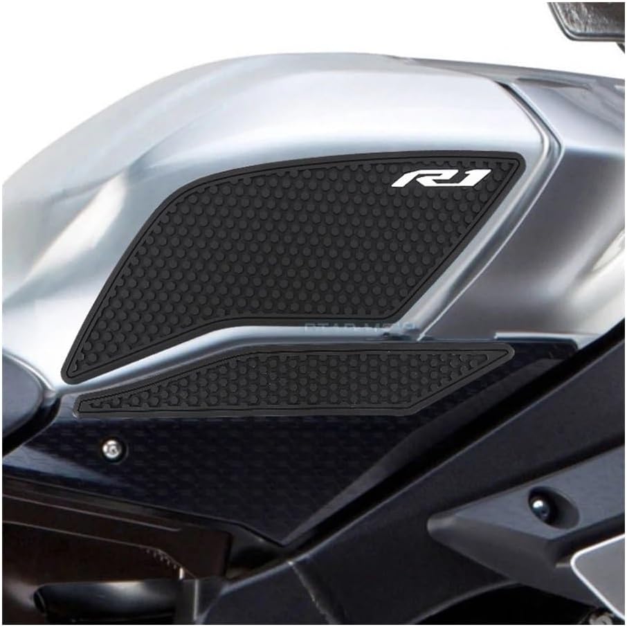 Motorcycle Tank Pad - Black Rubber Knee Grip Traction Pad - 3 Pack - For Yamaha YZF R1 R1M YZFR1 YZF-R1 2015-2021