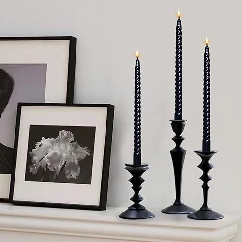 Miniatura 10 de Juego de 4 velas cónicas de 10 pulgadas de largo con aspecto metálico brillante, velas cónicas sin goteo, velas de combustión limpia de 9 horas,