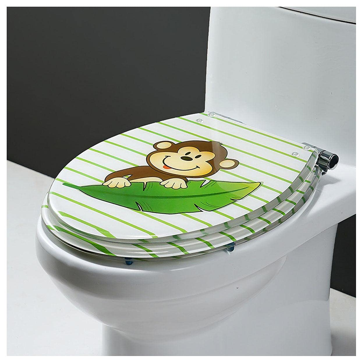 Patterned Toilet Seat, Resin Toilet Seat With Metal Hinge, Universal Oval Standard O-shape, Theme Toilet Seat, Comfortable Toilet Seat,B-Open