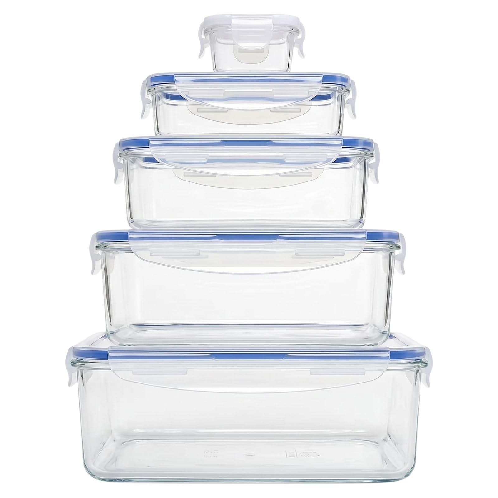 5PCS Rectangular Food Storage Containers Stackable & Airtight