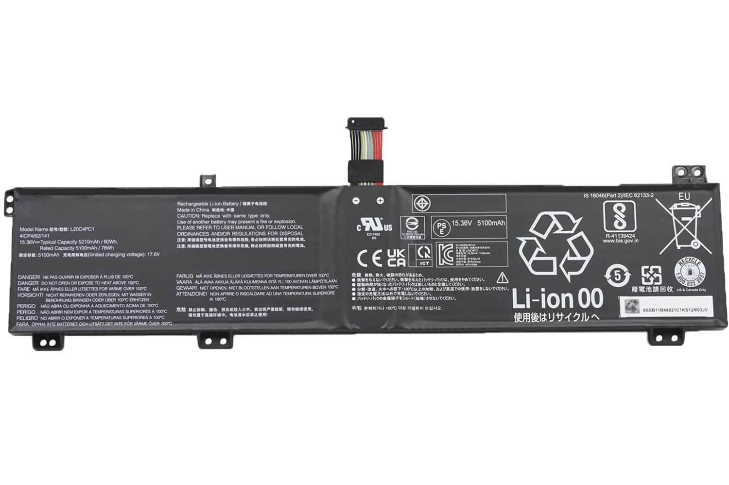 Batteria XITAIAN 15.36V 80Wh Per Lenovo Legion 5 Pro/7 – Ricambio L20D4PC1 L20C4PC1 – 5210mAh Li-Ion - 5