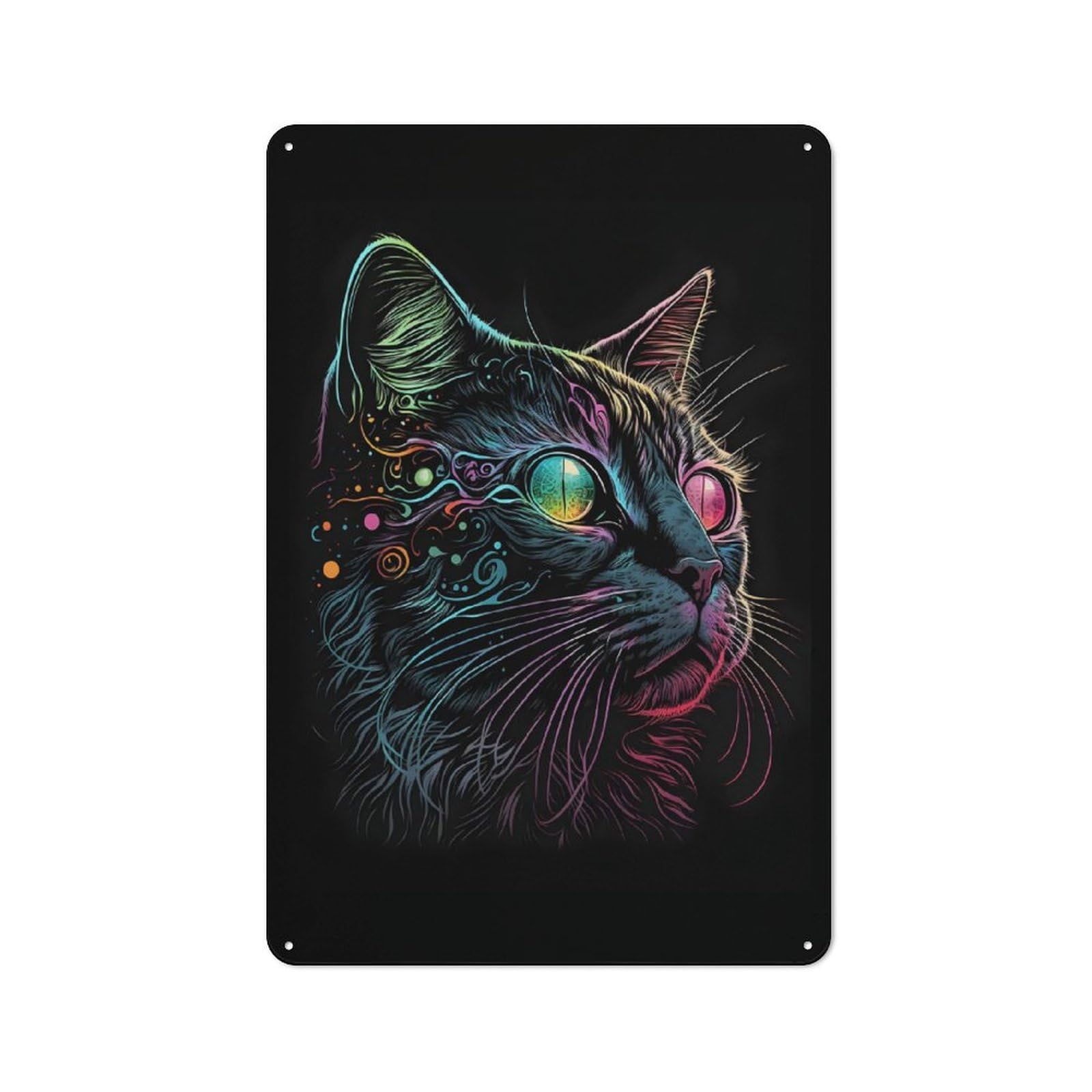 Junmoney Retro Abstract Cat Art Rustic Metal Plaque 30X20cm For Guest Room Or Hallway, A Decorative Metal Sign For Guest Rooms And Hallways