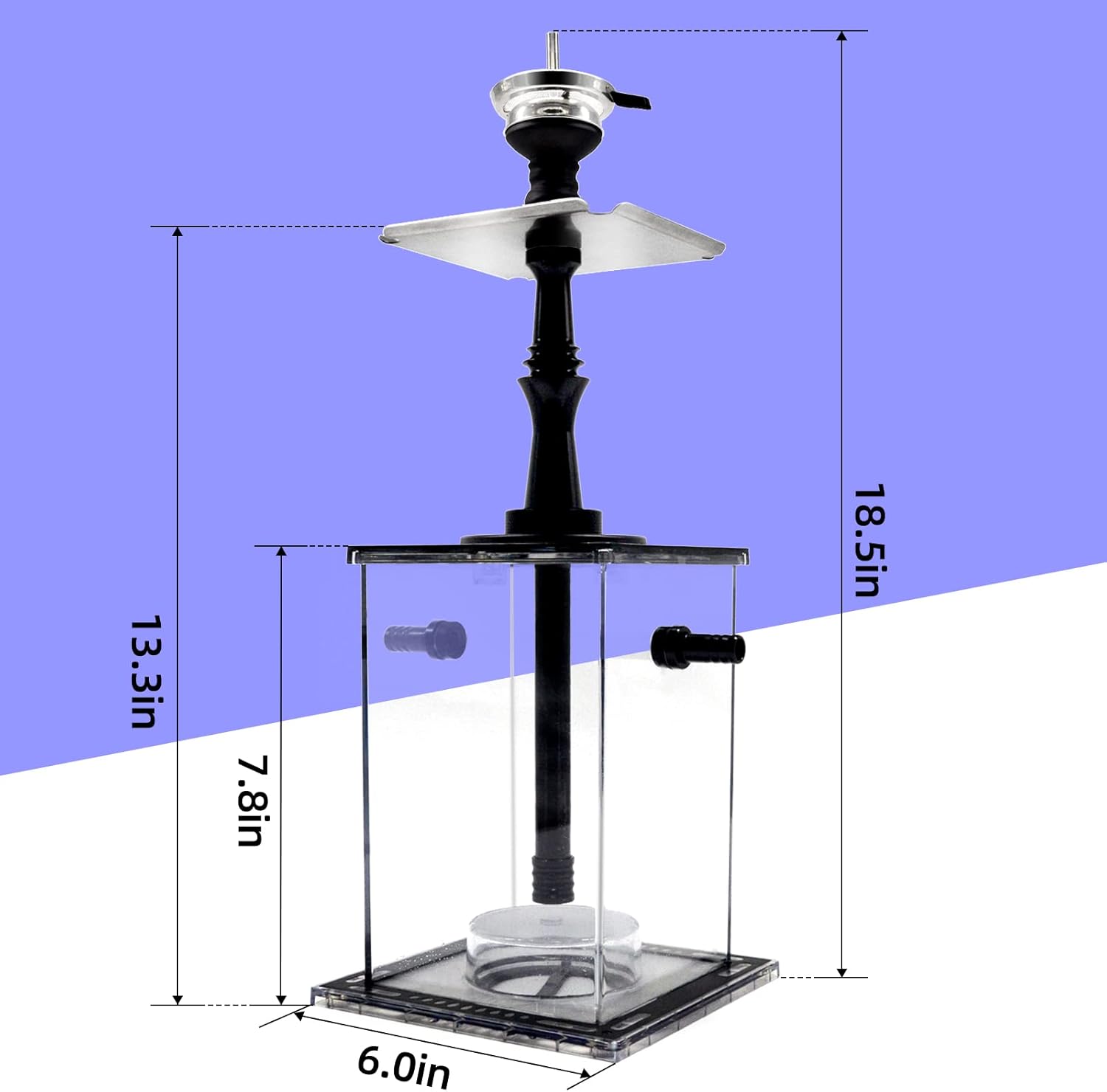 Hookah Set 2 Hose Hookahs Premium Pilot Hookah With Complete Hookah Accessories LED Light Travel Bag Hookah Tips Shisha Hooka With Everything (Polit-Black) - Image 3