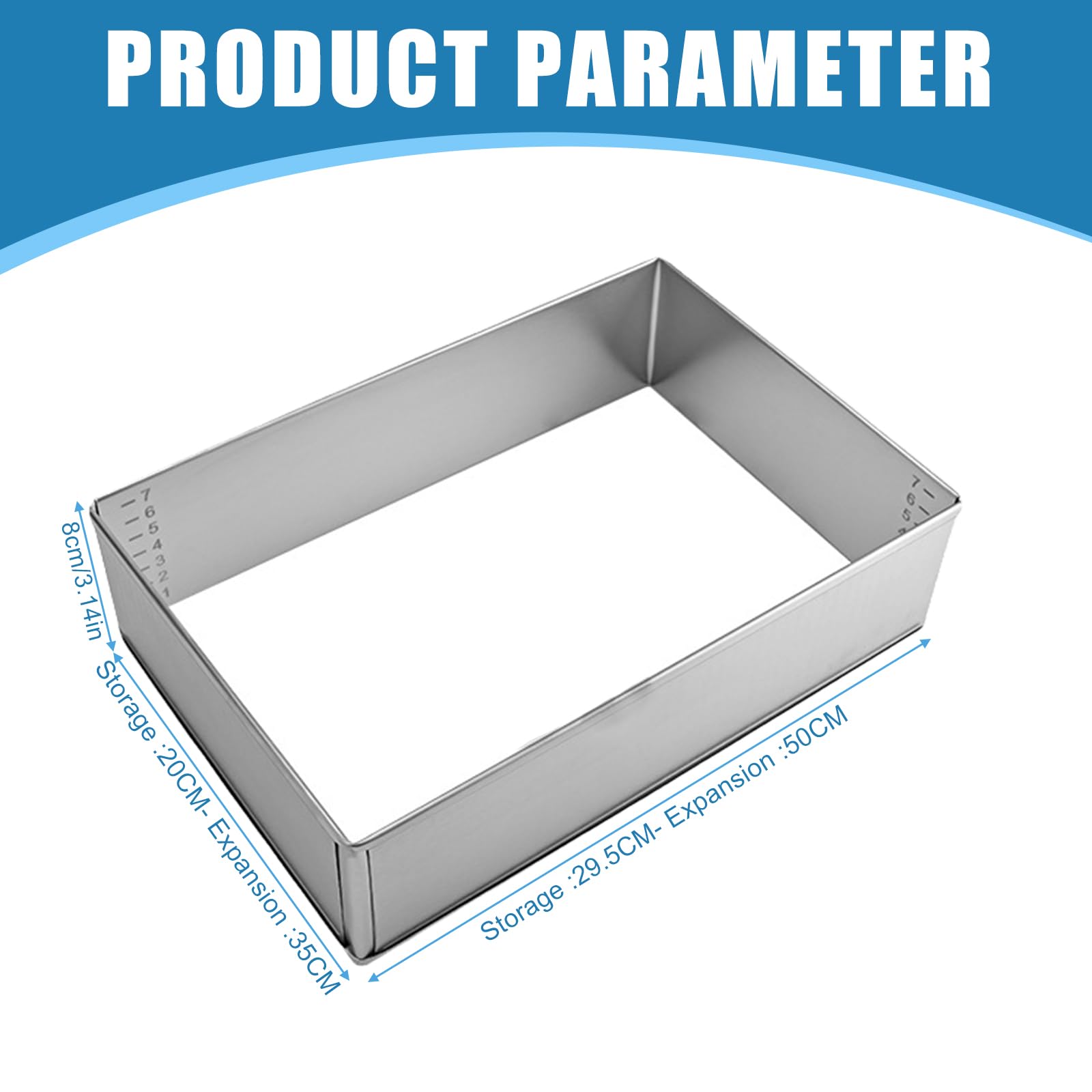 Cornice Da Forno Rettangolare Regolabile In Acciaio Inox – Stampo Per Torte E Pizza 18-53 Cm Con Divisore – Kit Con Spatole E Coltelli - 4