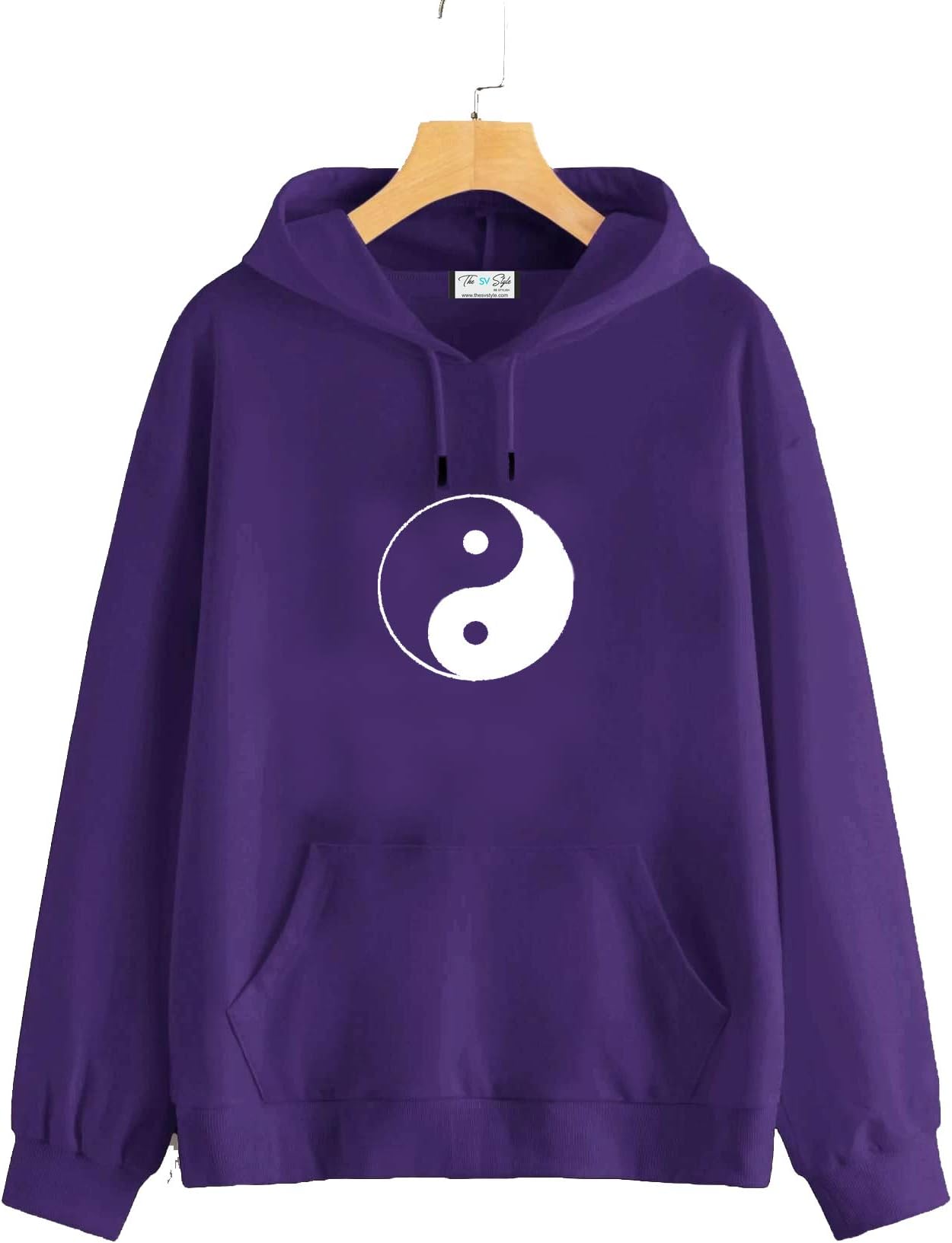 The SV StylePURPLE HOODIE WITH WHITE PRINTED :YIN YANG/Hoodie for men & women/Warm Hoodie/Printed Hoodie/Sweatshirt for men & women