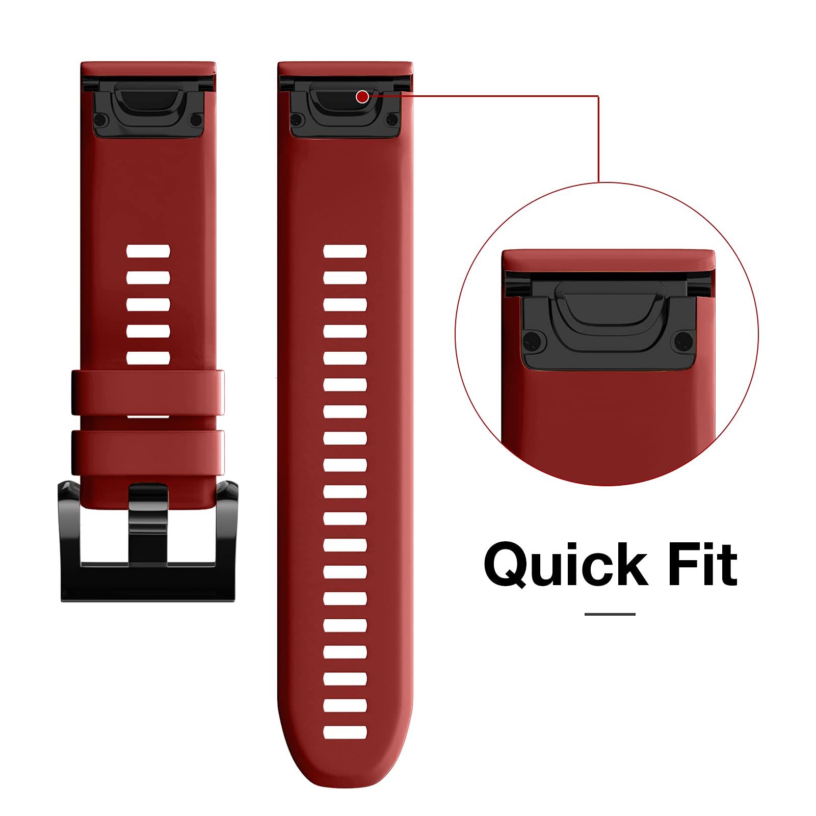Watch Strap for Garmin Fenix 5/5 Plus,Replacement Wristband Compatible with Garmin Fenix 6/6 Pro,Forerunner 935 945 (Red) - Image 2