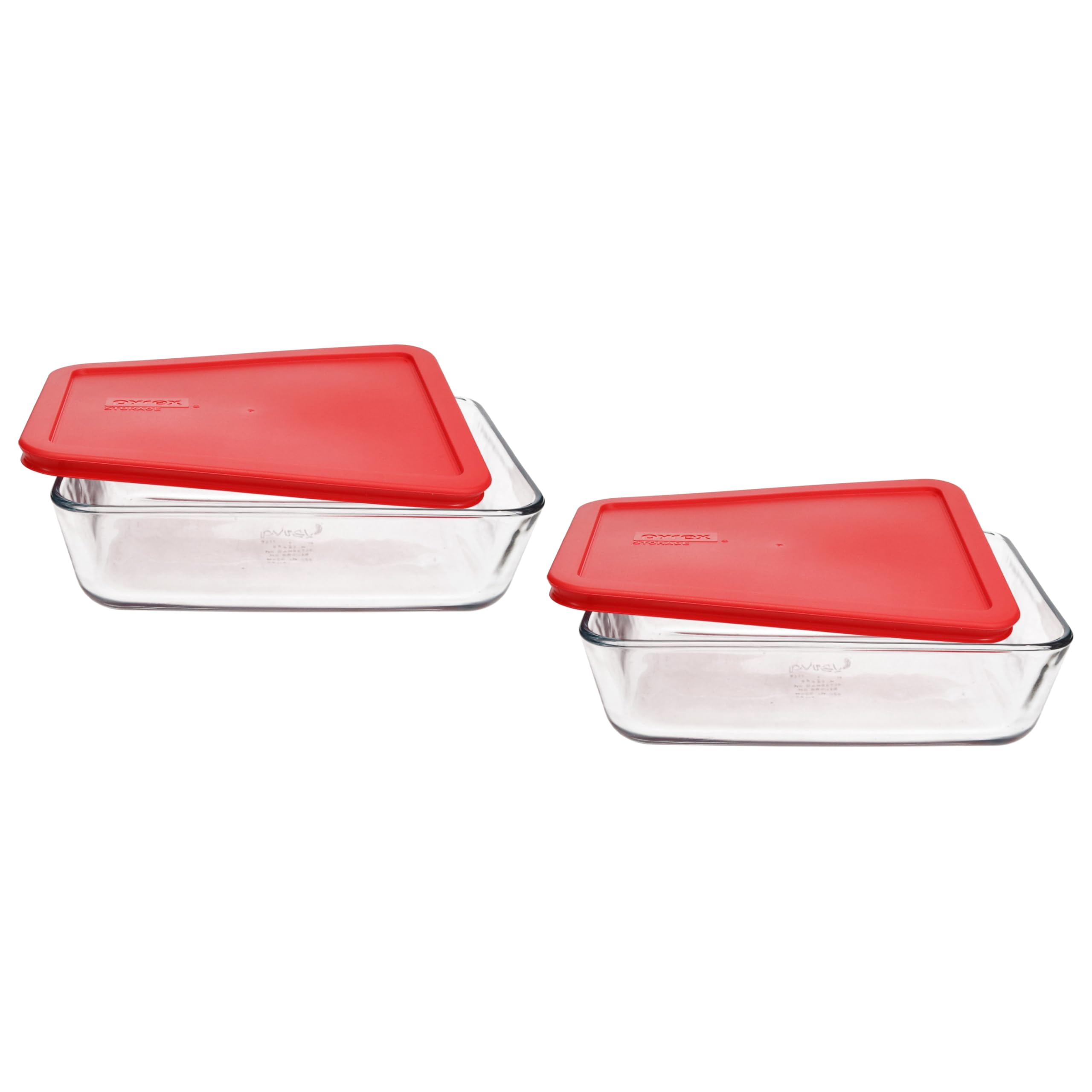 Pyrex 7211 - Platos de vidrio de 6 tazas y tapas de repuesto para almacenamiento de alimentos de color rojo amapola (2 unidades)