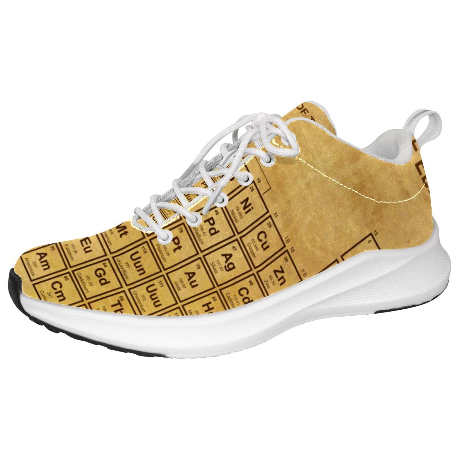 Scarpe da ginnastica uomo personalizzate Scarpe da passeggio leggere Running Sneakers Casual Atletiche Retro Tavola periodica educativa degli elementi, Multicolore, 37 EU