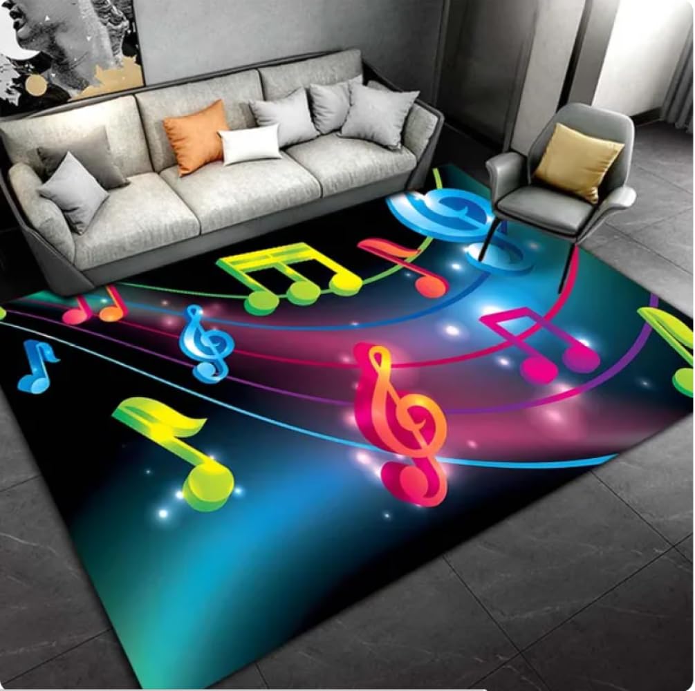 Nota Musical Música Arte Área Alfombra Alfombra para Sala De Estar Dormitorio Habitación Felpudo Decoración del Hogar Alfombrilla Antideslizante Infantil 80X150Cm