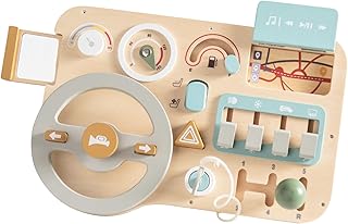 Youuys Busy Board Children's Steering Wheel Montessori Toy Wooden Toy for Baby Motor Skills Toy Activity Board Gift for Boys and Girls