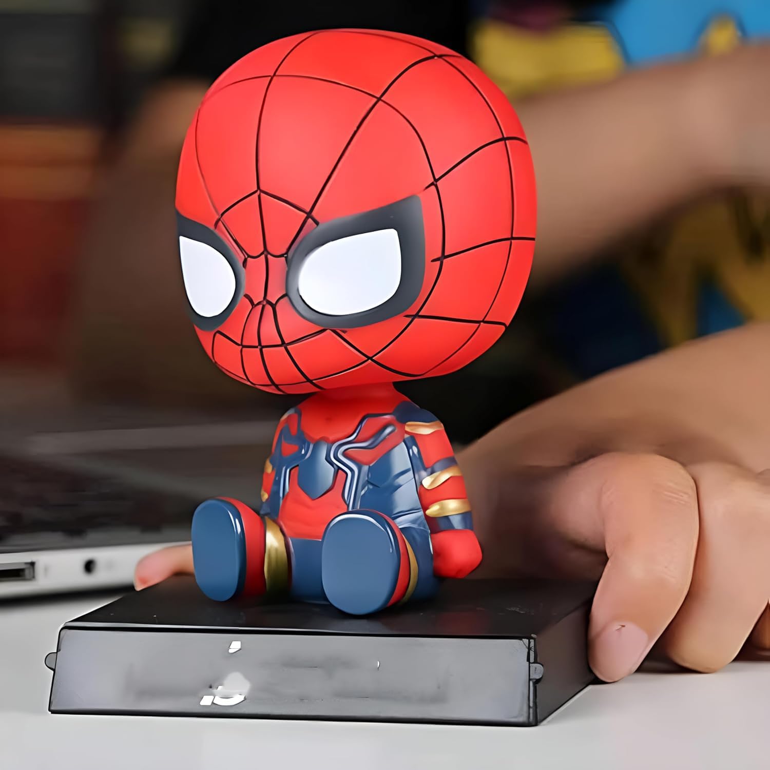 Super Hero Action Figure Limited Edition Bobblehead with Mobile Holder for Car Dashboard, Office Desk & Study Table (New Spiderr NEN)-picture-25