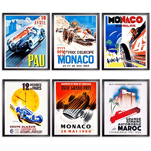Joytezz Vintage Aesthetic Room Decor Racing Retro Car Formula Poster Print Wall Art Gift Home Bedroom, Unframed 6Pcs (8X10In) #TOP2