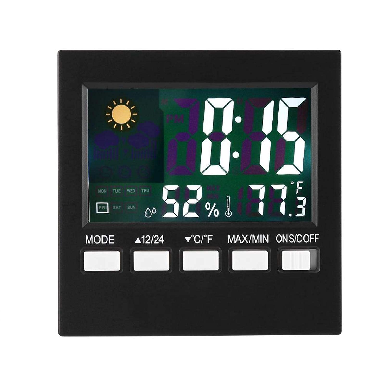 Pequeños Relojes Digitales, Reloj Despertador con TermóMetro Digital Despertadores de Viaje Calendario con Pilas Temperatura Humedad Pantalla Meteorológica con Retroiluminación para Hogar, Oficina