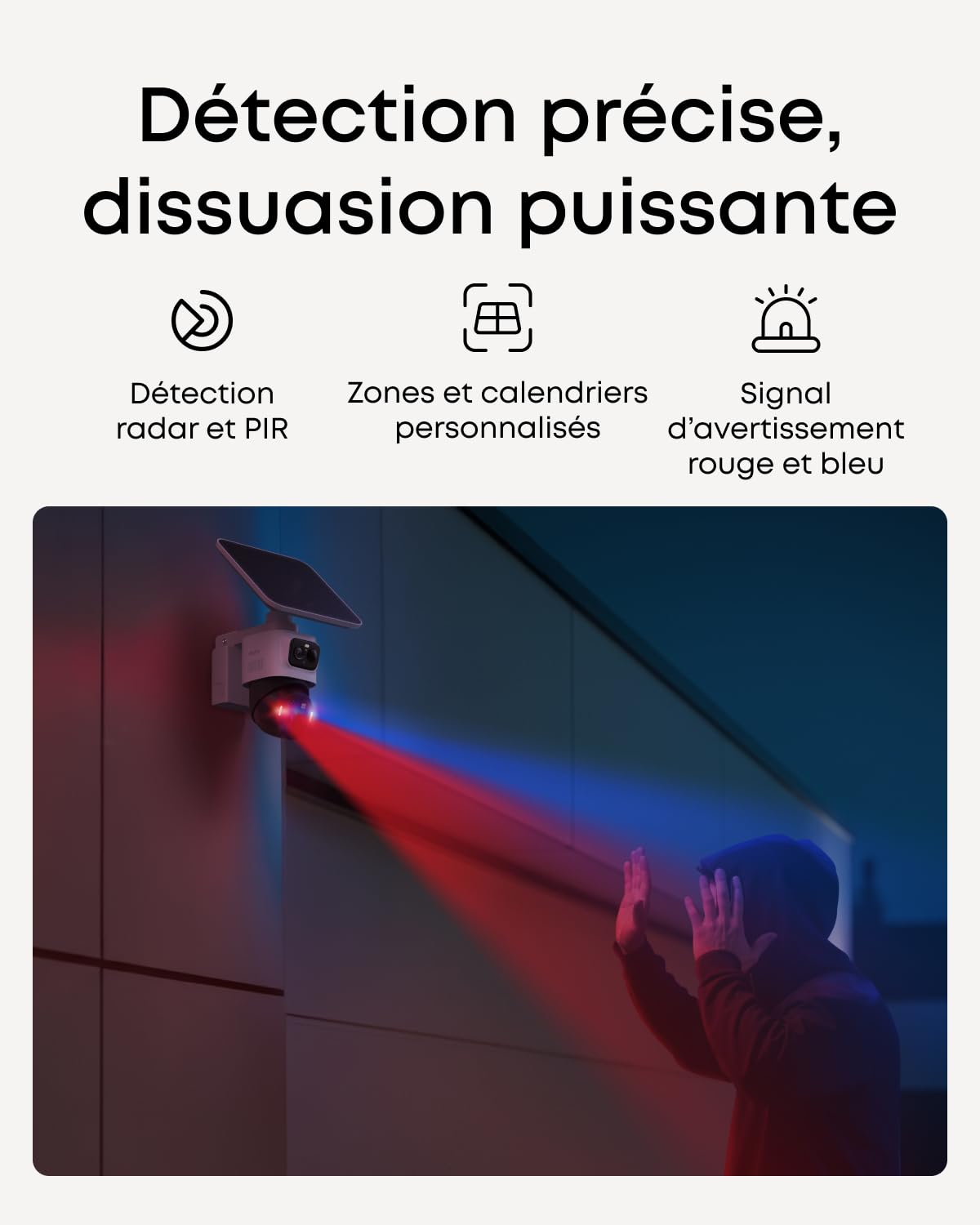 Caméra de surveillance eufyCam S4, solaire sans fil pour l'extérieur, Bullet-PTZ triple objectif, 4K UHD, couverture 360°, inclinaison, suivi auto, zoom hybride x 8, vue nocturne, pour HomeBase S380