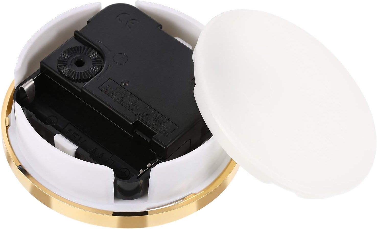 Hicarer 3-1/8 Inch (80 mm) Mini Quartz Clock Insert Round Clocks Head Insert Roman Number Replacement Movement White Face (Gold Trim)