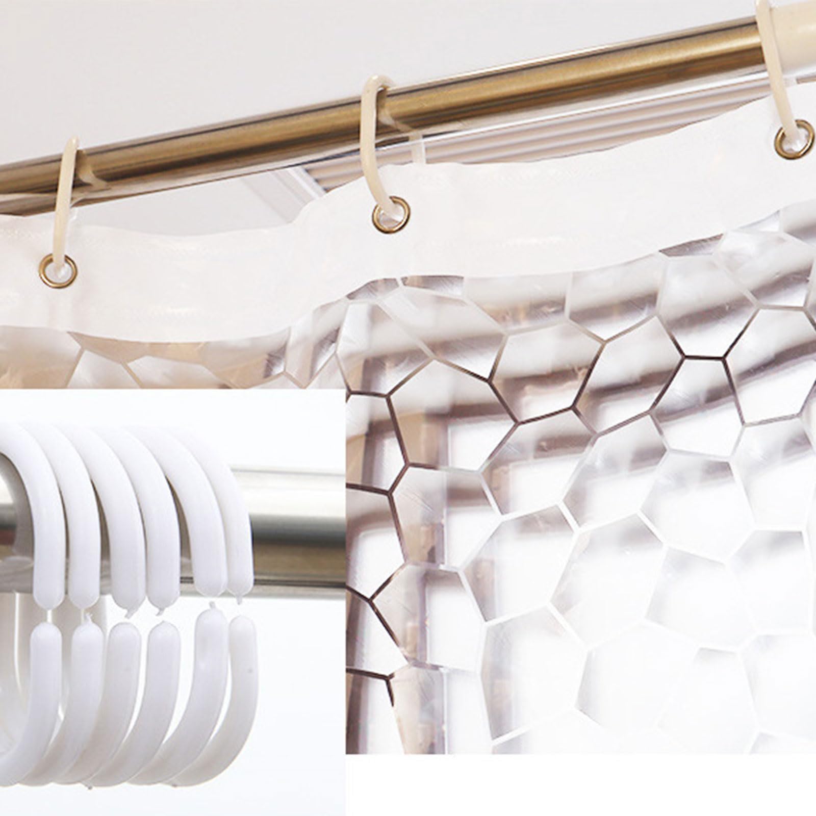 Generisch Rideau de douche long à séchage rapide - Motif effet 3D - En plastique transparent épais - Imperméable - Pour salle de bain - Décoration d'intérieur