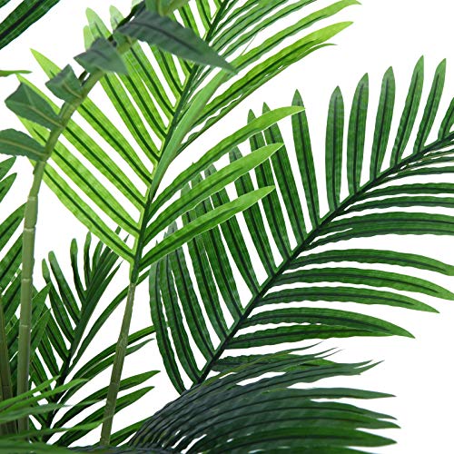 Ferrgoal Artificial Areca Palm Plants 55 Inch Fake Dypsis Lutescens Tree with 15 Trunks in Pot and Woven Seagrass Belly Basket Perfect Faux Plant for Home Indoor Outdoor Office Modern Decor Green - Thumbnail 2