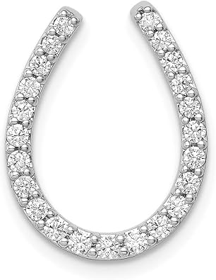 14K White Gold Lab Grown Diamond Horseshoe Chain Slide Pendant