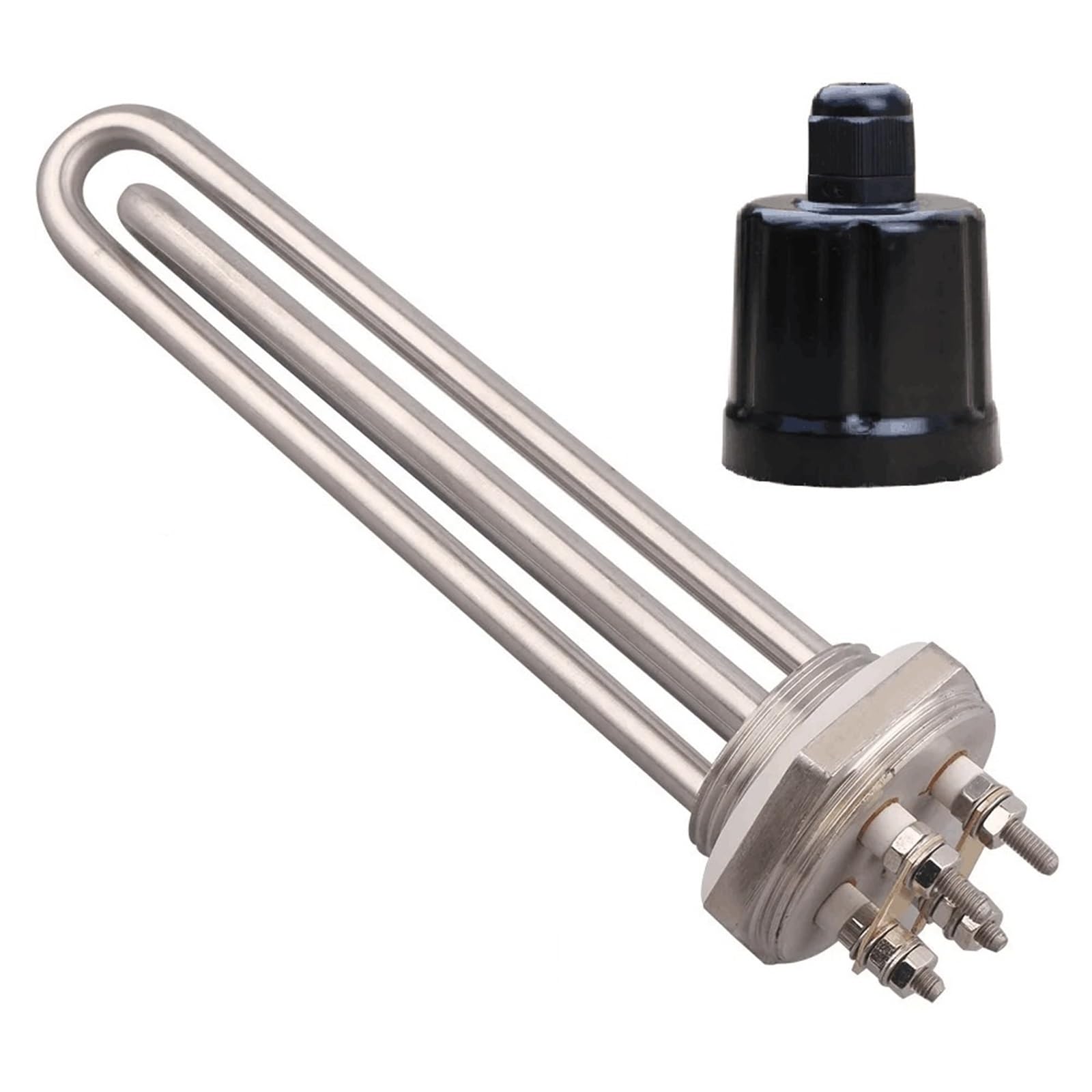 DC 12V Heizelement Rohrförmiger elektrischer Tauchsieder 100w 200w 300w 600w DN32 DN25 Wasser SUS304 1Stk(Dn32 with cover,12V_600W)