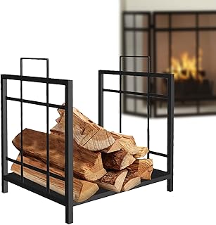 stojak na drewno opałowe Stojak na Drewno Opałowe na Zewnątrz z Uchwytem, Stojak na Drewno Odporne na Warunki Atmosferyczne na Podwórko/Kominek/Ganek Wewnętrzny, Nierdzewny Uchwyt na Drewno Opałow