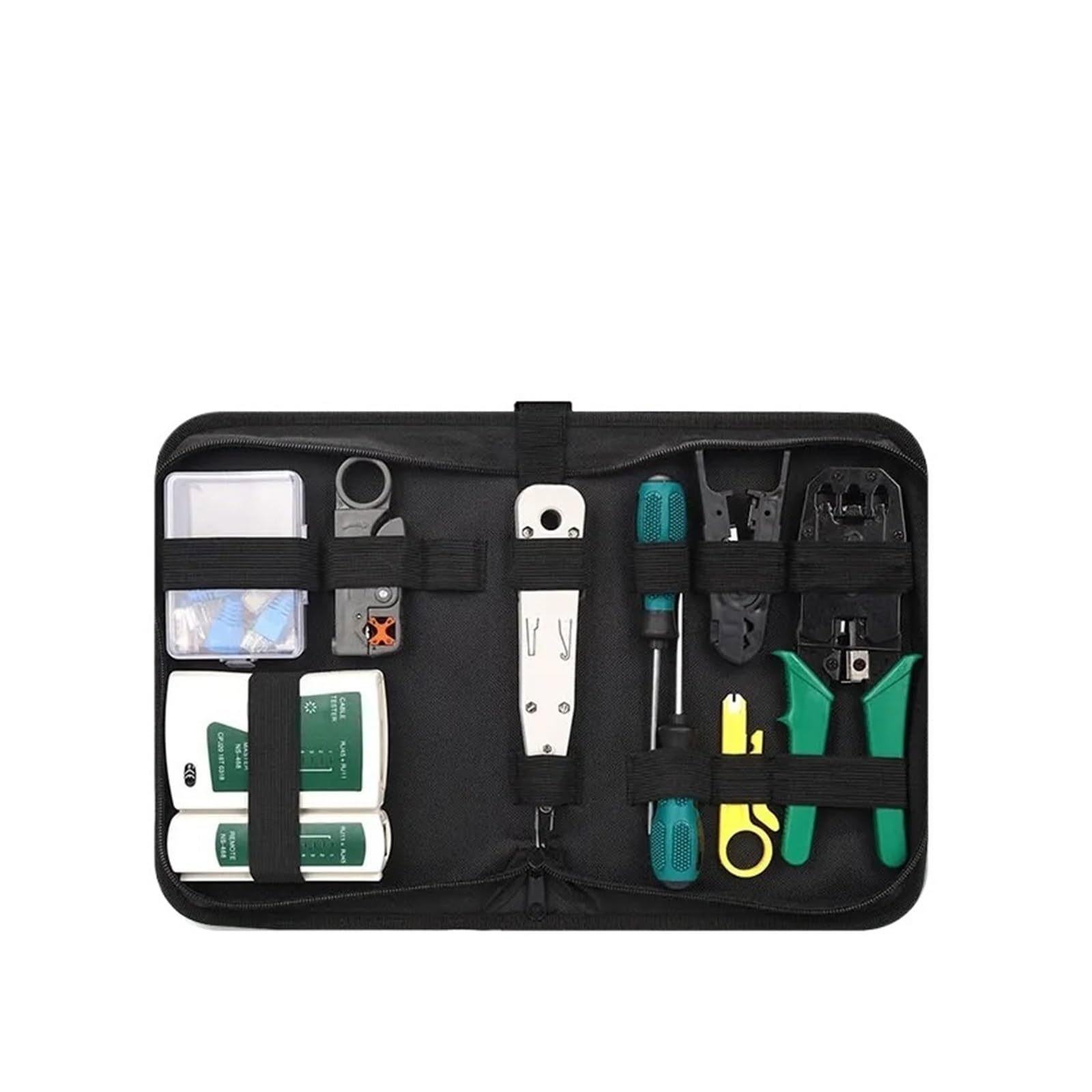 Kit de Herramientas de Red Mantenimiento de Ethernet Comprobador de Cables Crimpadora Juego de reparación con Bolsa(1)