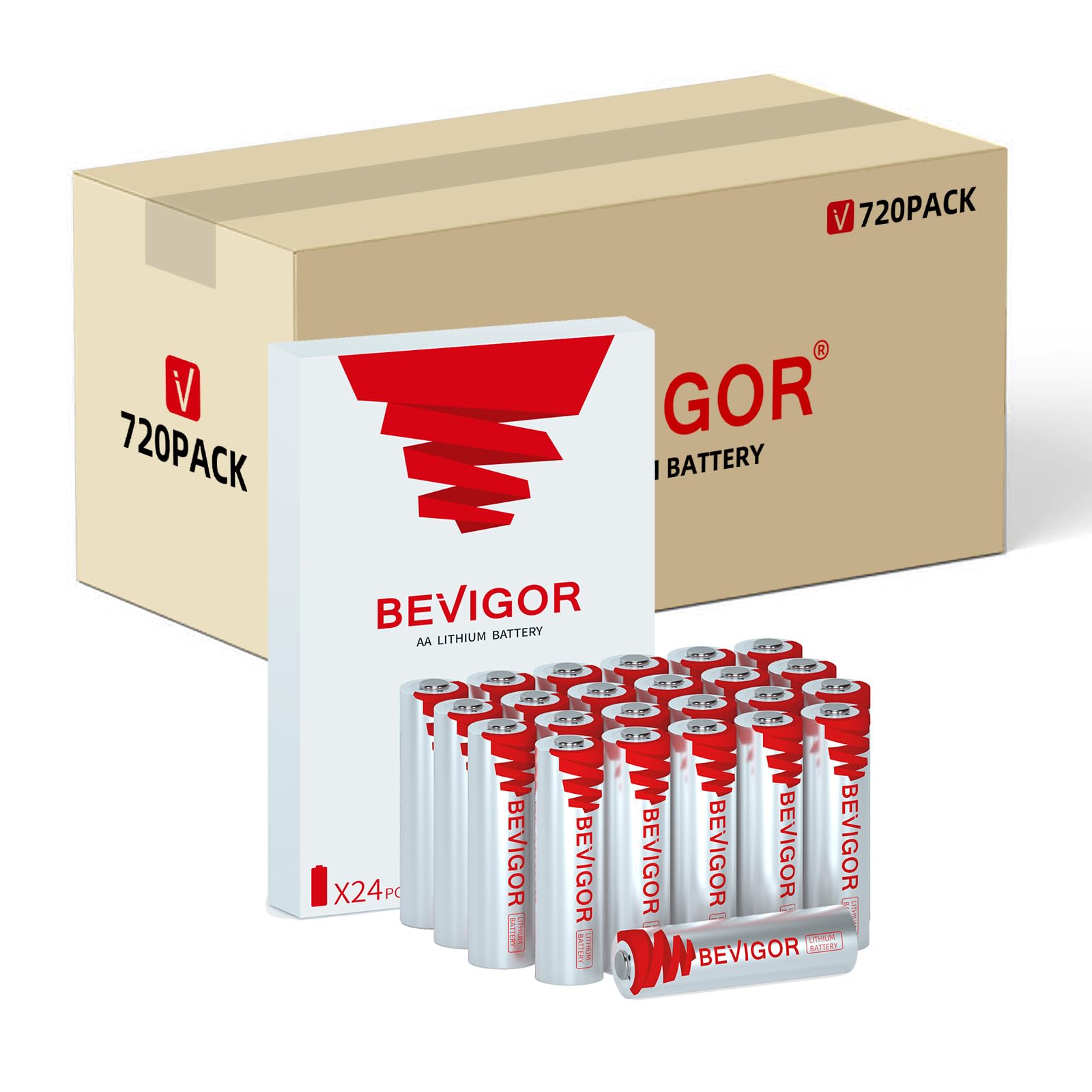 BEVIGOR Lithium AA Batteries 720 Pack Lithium Iron Double A Battery Non-Rechargeable