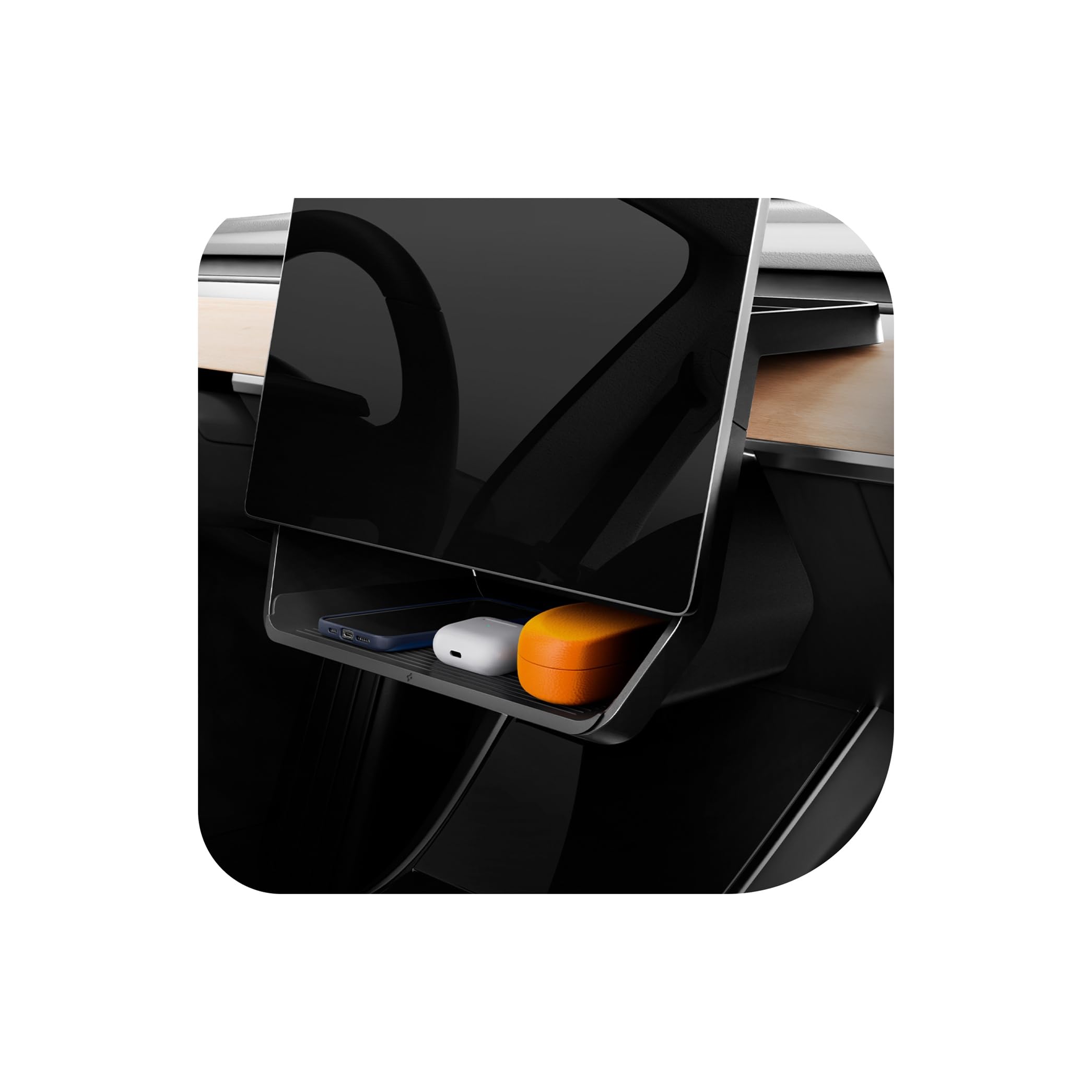 SpigenUnder Screen Storage Organizer for Tesla Model Y (2020-2024) & Model 3 (2017-2023) [Not Compatible with Model Y Juniper 2025/26 & Model 3 Highland 2024/25]