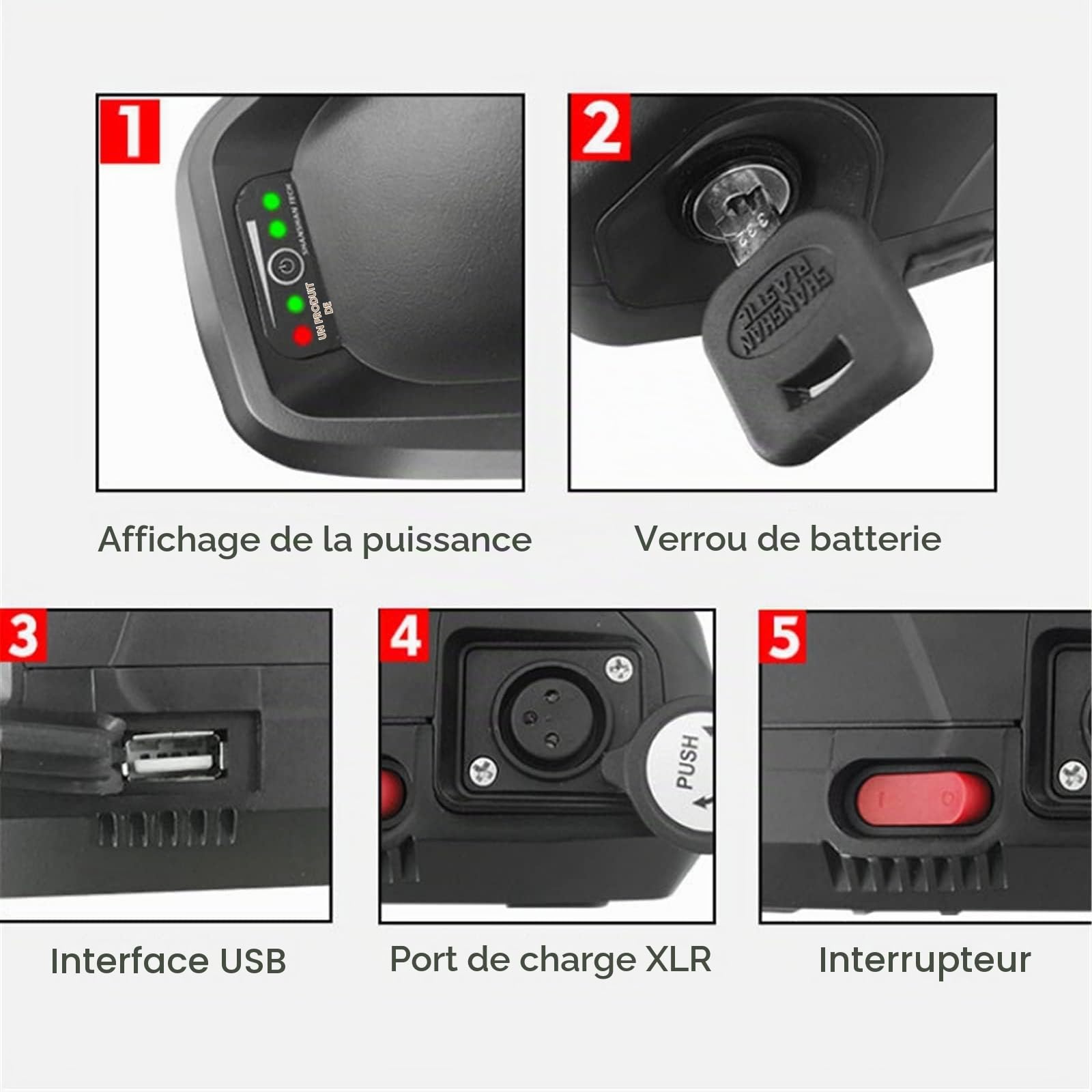 Batterie Velo électrique, 48V 13Ah Batterie Lithium ION avec Port USB/Chargeur/Serrure Antivol, pour Kit de Conversion de Moteur de vélo de Montagne/vélo électrique
