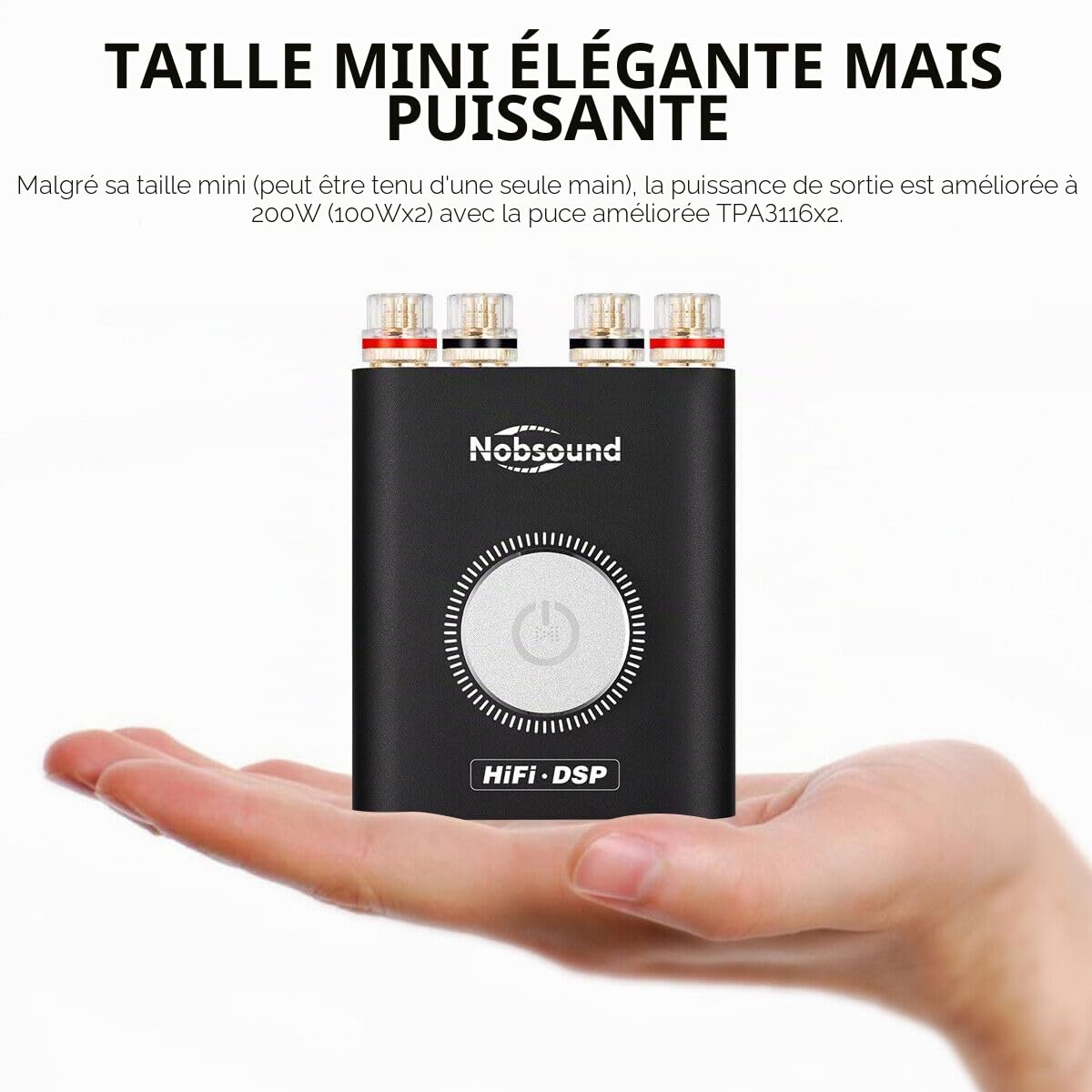 Nobsound NS-20G Amplificateur Audio 200W Mini Amplificateur de Puissance Numérique Bluetooth 5.0 pour Stéréo HiFi