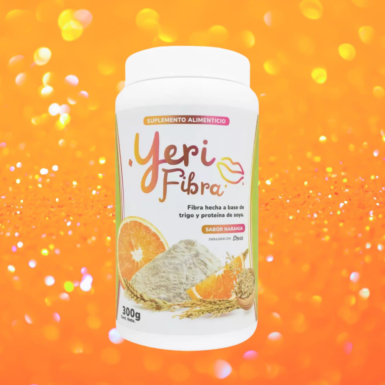 YERI FIBRA - Orange Flavor - Daily Fiber - Exotic Delicious Flavors, Wheat and Soy Protein, 300g (10.5oz) - Las Originales Virales de Yeri.