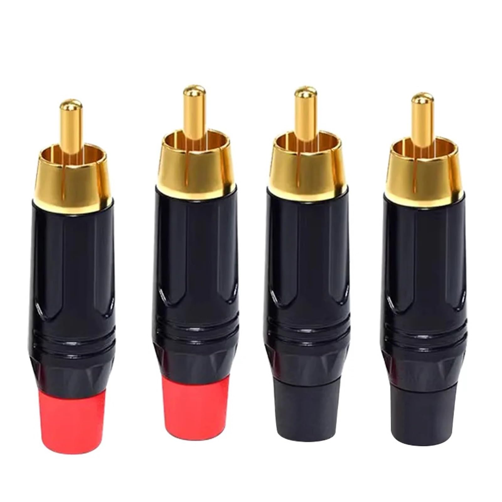 4/8/16/48PCS Suono musicale RCA Connettori Adattatore di spina Cavo coassiale Audio Jack Spina dorata Maschio Senza saldatura Connettore dell'altoparlante ESSEIEIE(Black,48PCS)